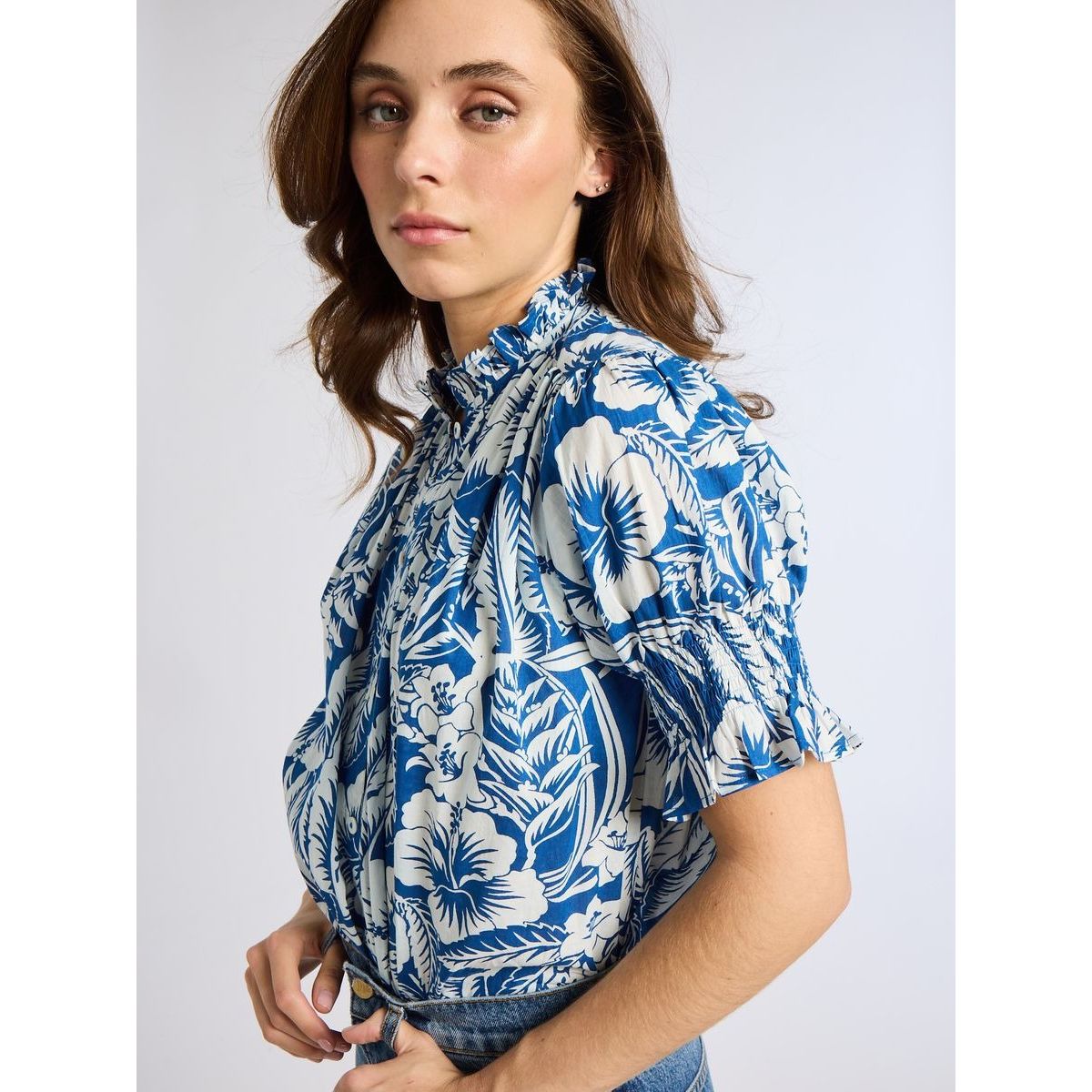 Mille Marni Top in Blue Hibiscus