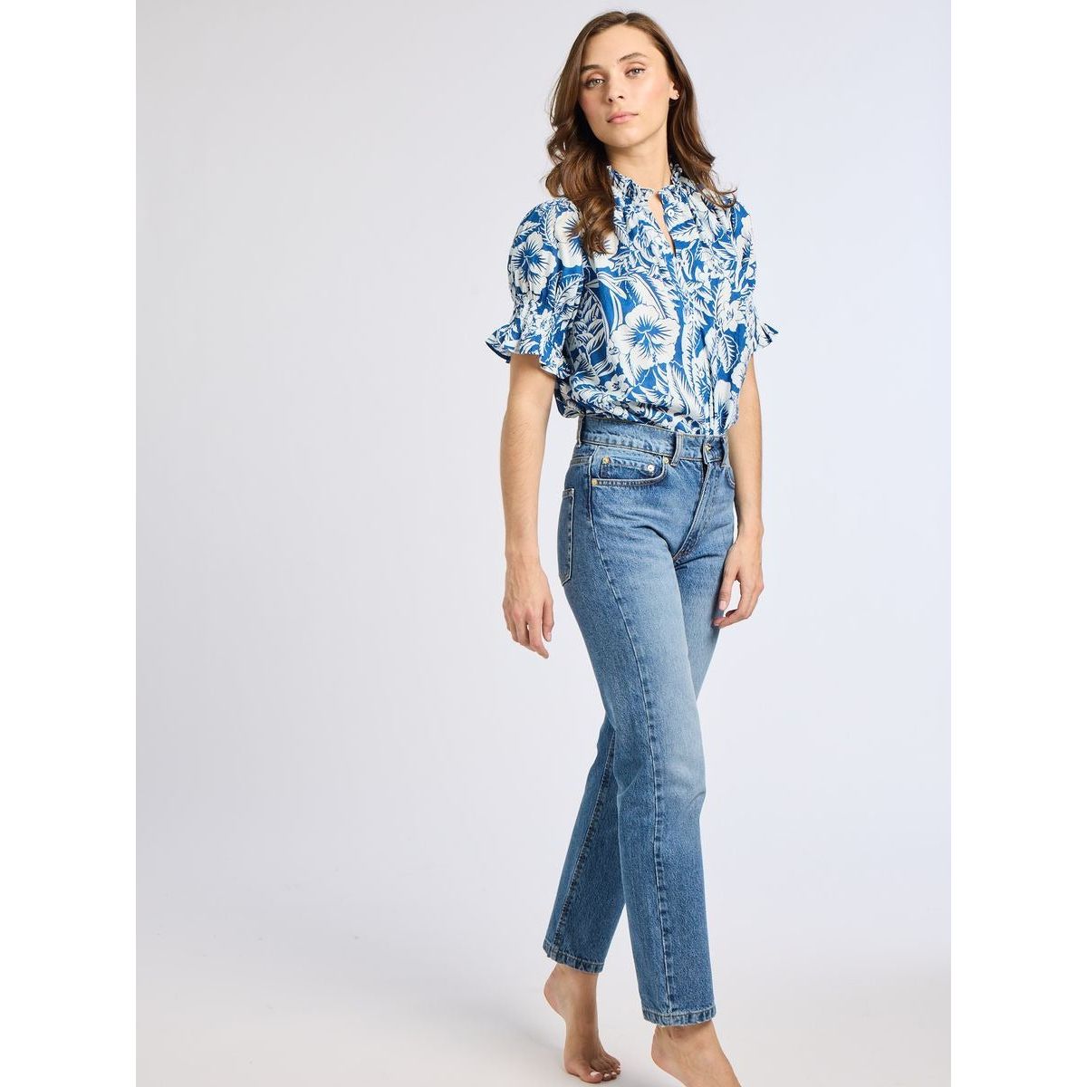 Mille Marni Top in Blue Hibiscus