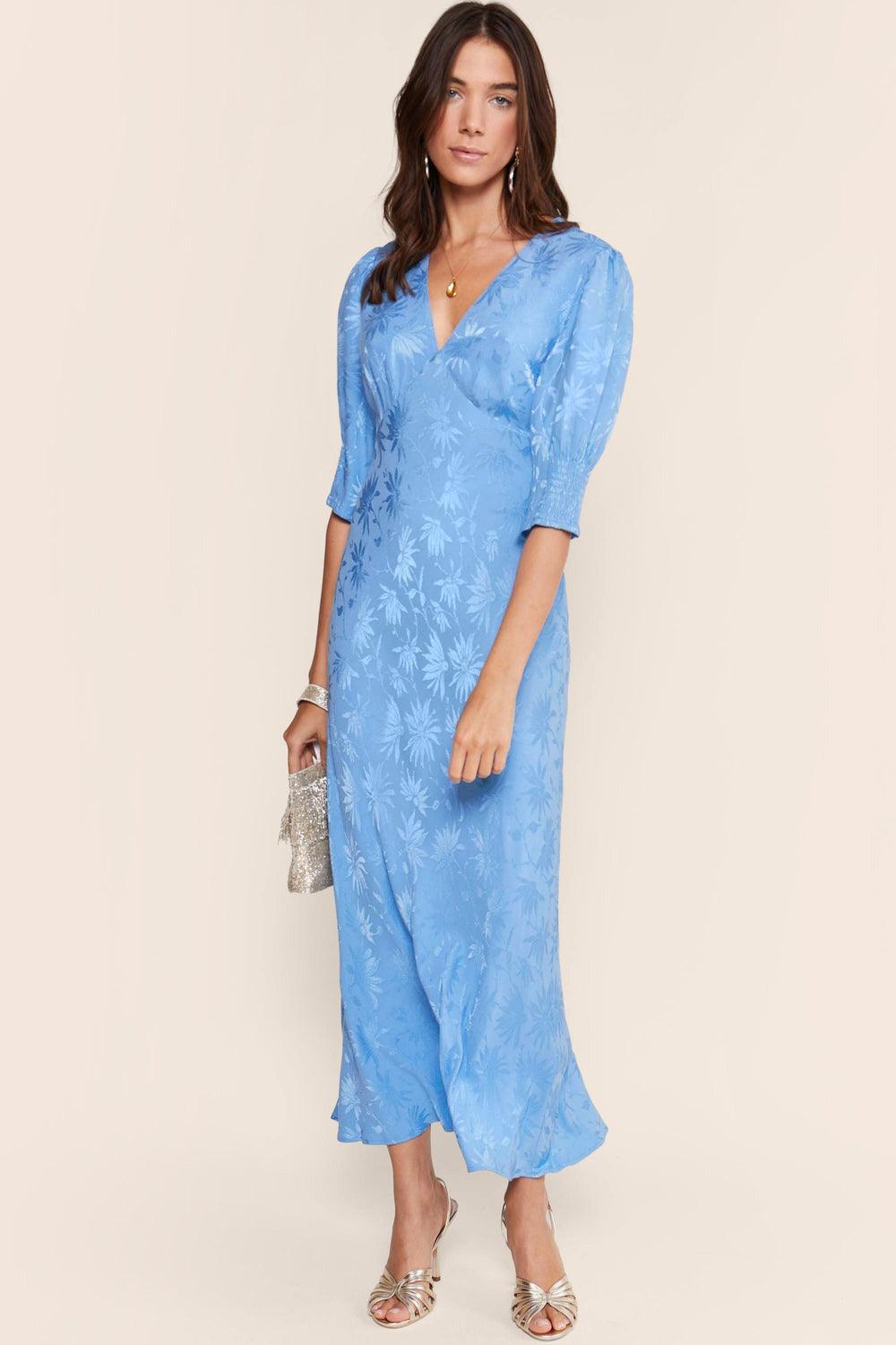 Rixo Zadie Dress Daisy Jacquard Blue - Primm's