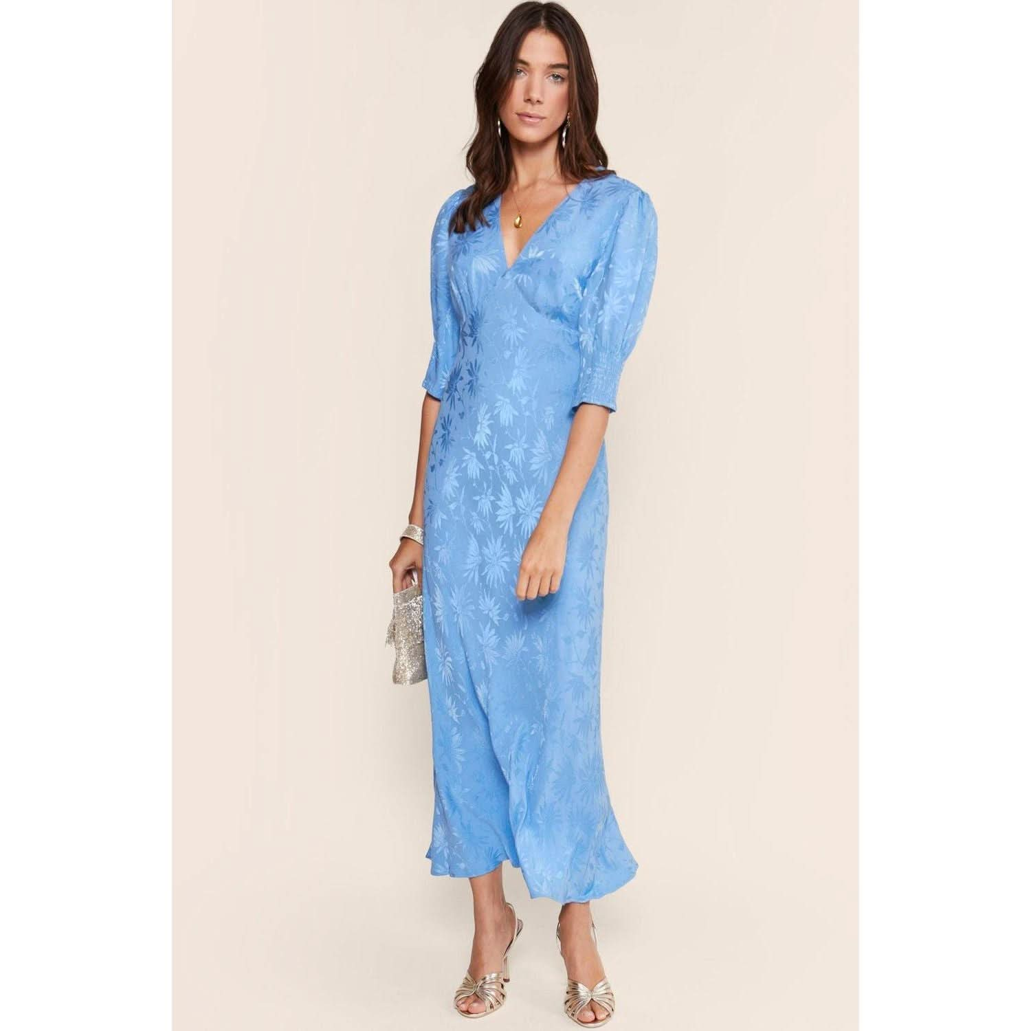 Rixo Zadie Dress Daisy Jacquard Blue - Primm's