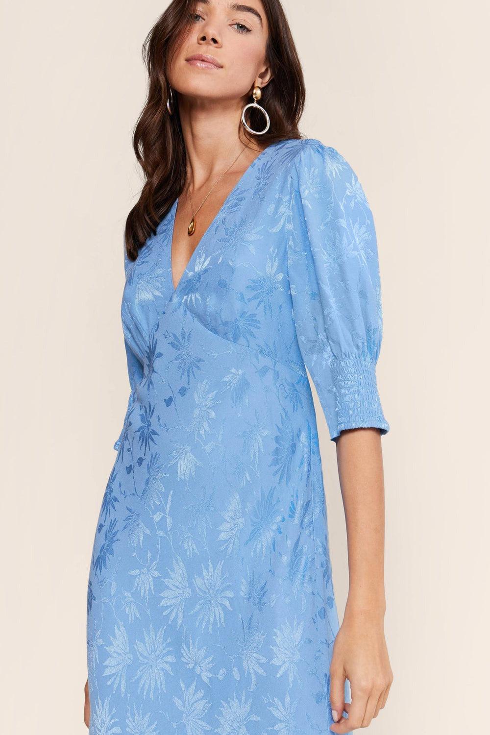 Rixo Zadie Dress Daisy Jacquard Blue - Primm's