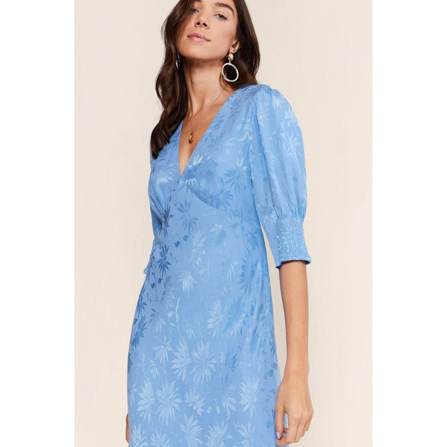 Rixo Zadie Dress Daisy Jacquard Blue - Primm's