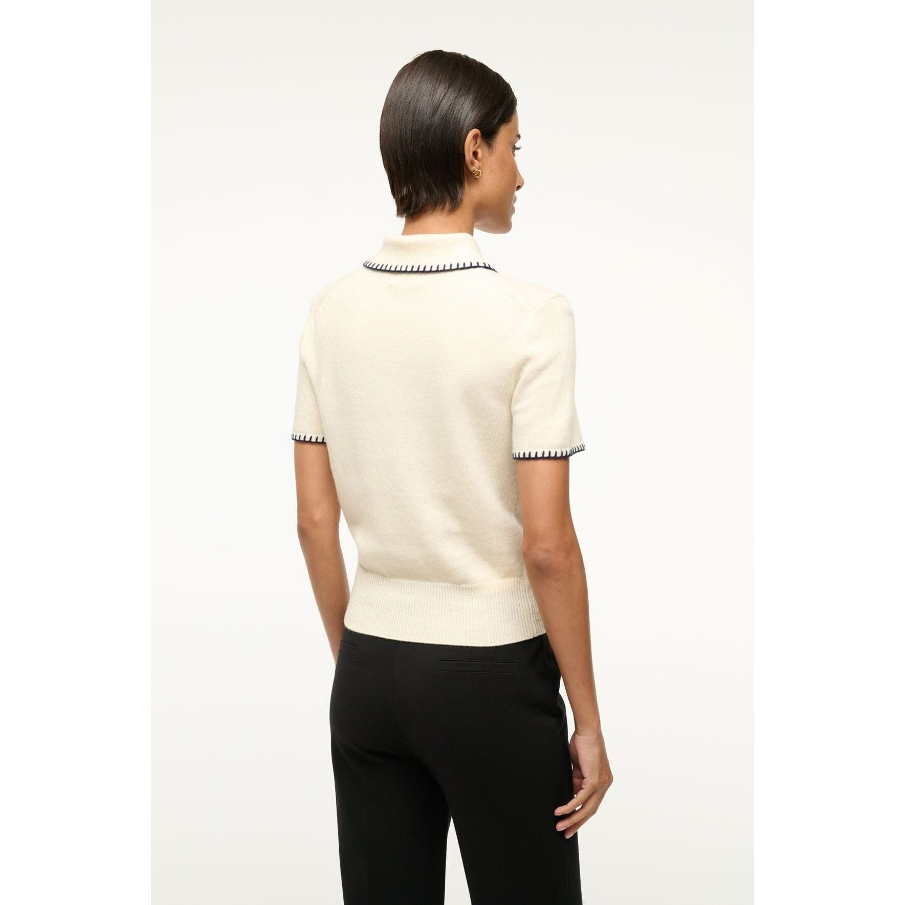 Staud Windsor Top Ivory Navy