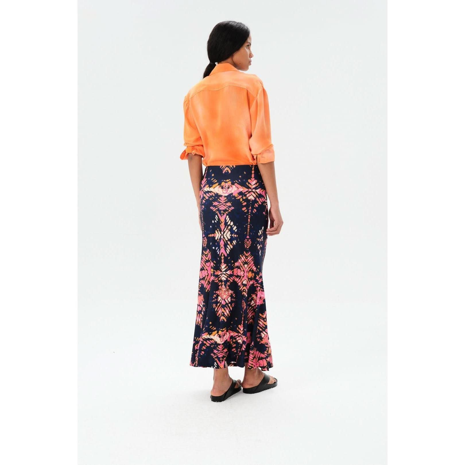 Maria Cher Ceibo Liv Midi Skirt in Navy Shibori - Primm's