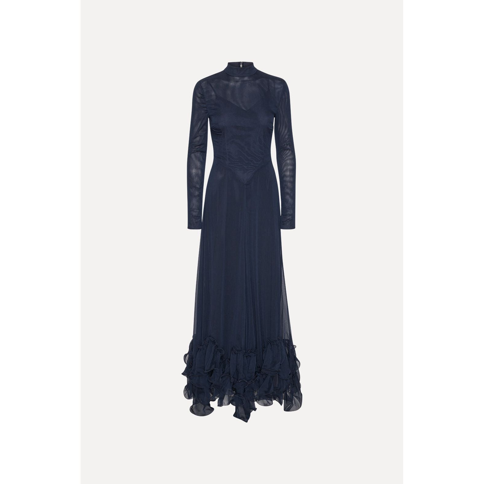 Rotate Chiffon Maxi Ruffle Dress Sky Captain Dark Blue