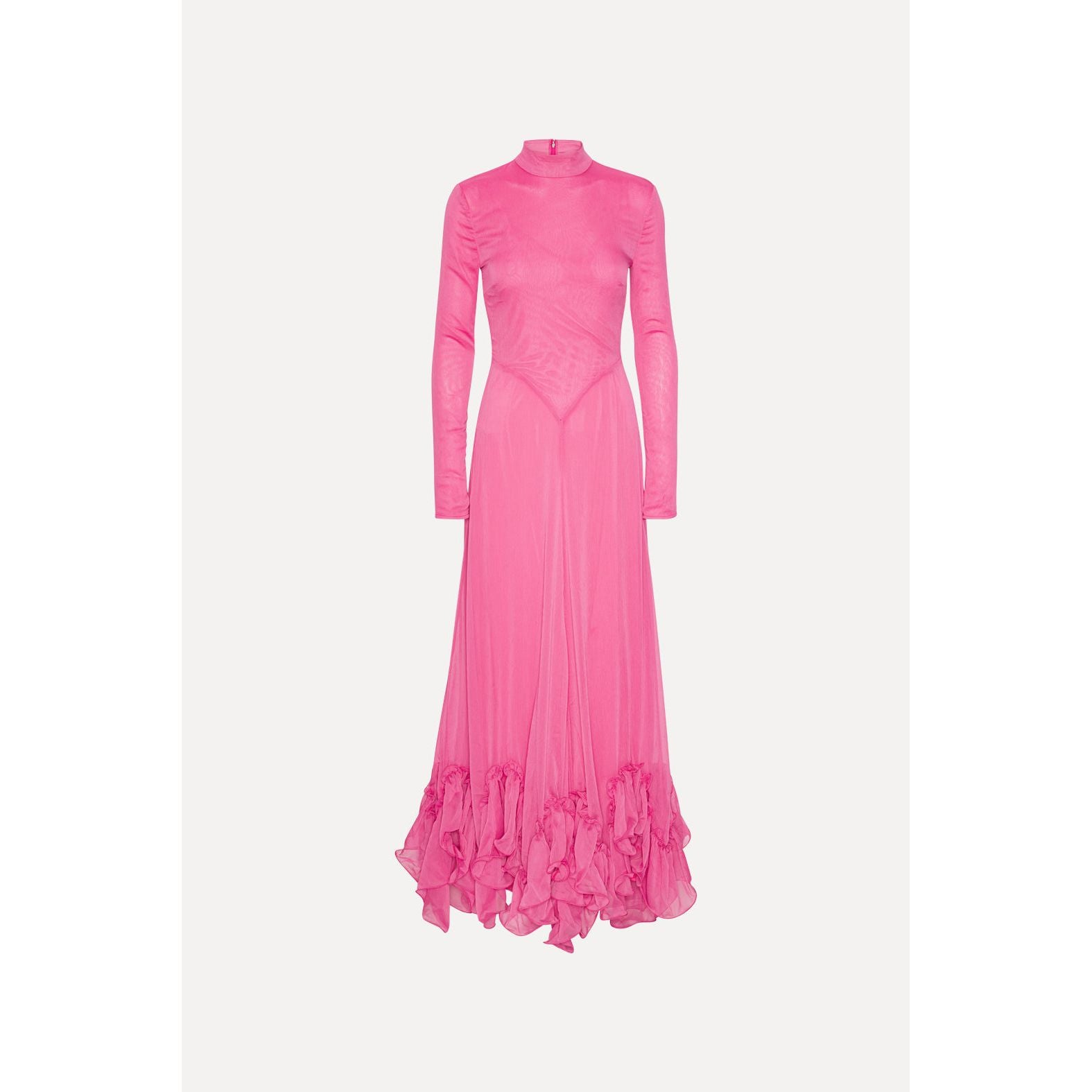 Rotate Chiffon Maxi Ruffle Dress Carmine Rose Pink