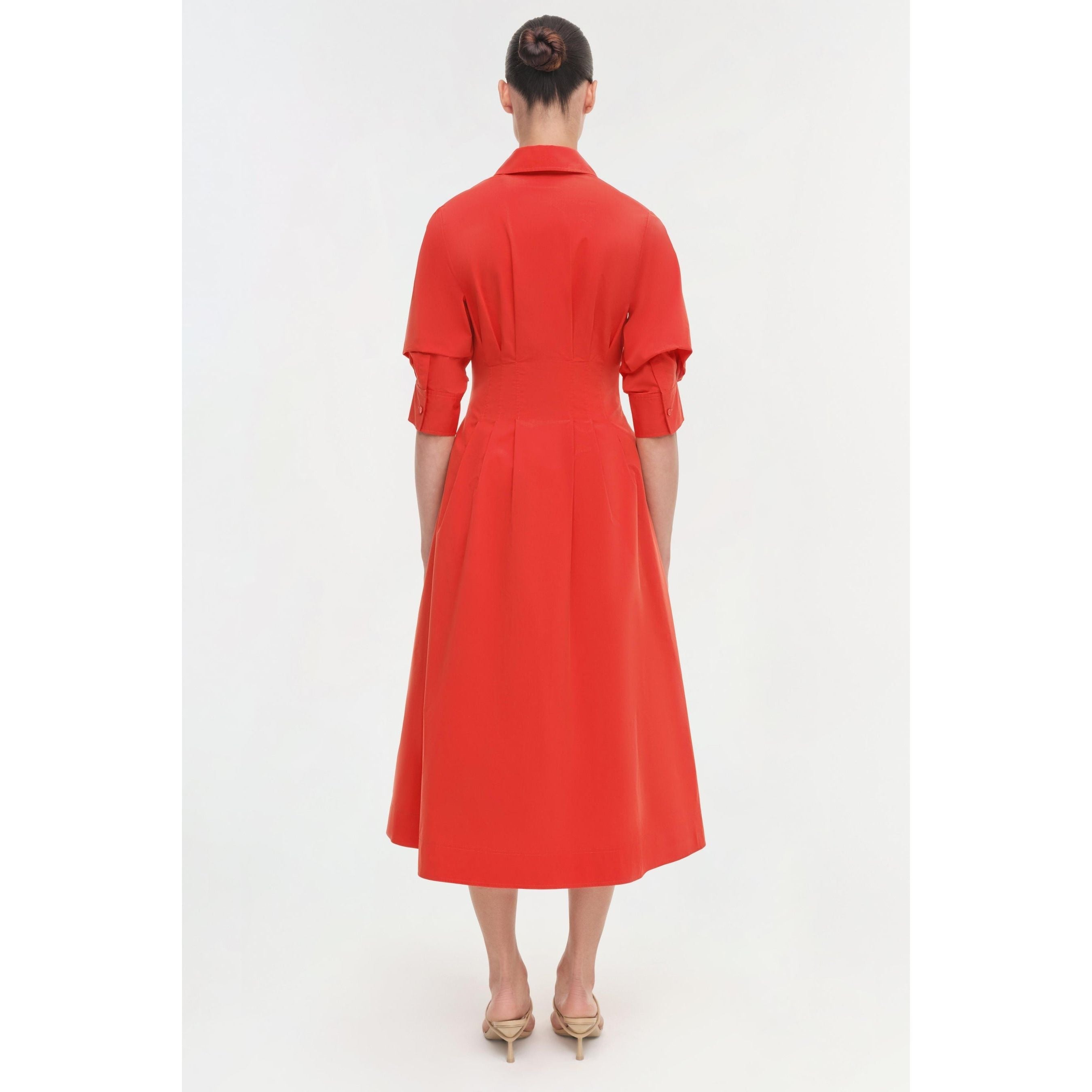 Simkhai Jazz Pintuck Midi Dress Fiery Red