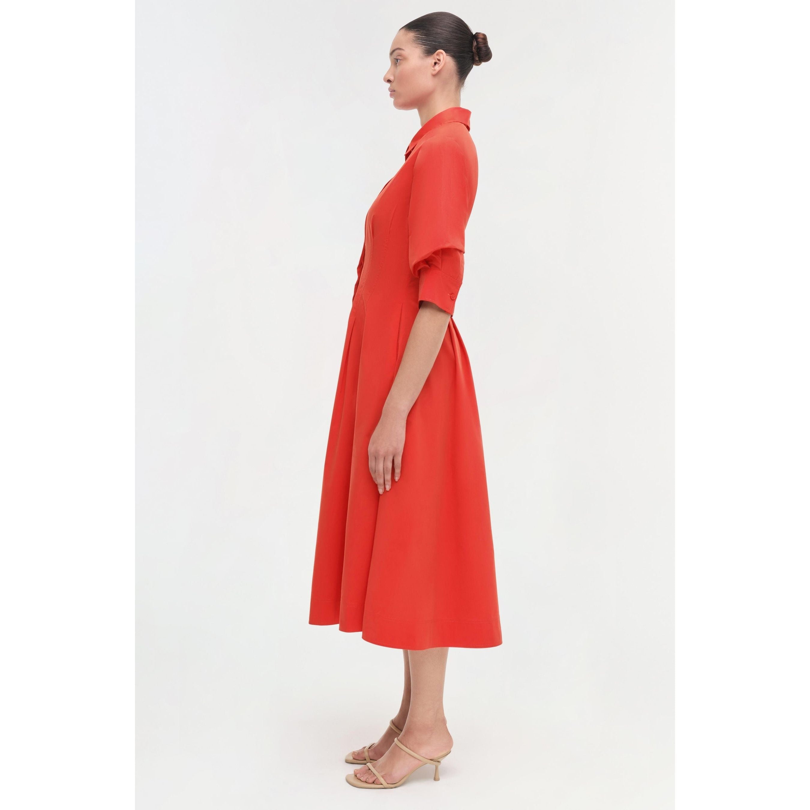 Simkhai Jazz Pintuck Midi Dress Fiery Red