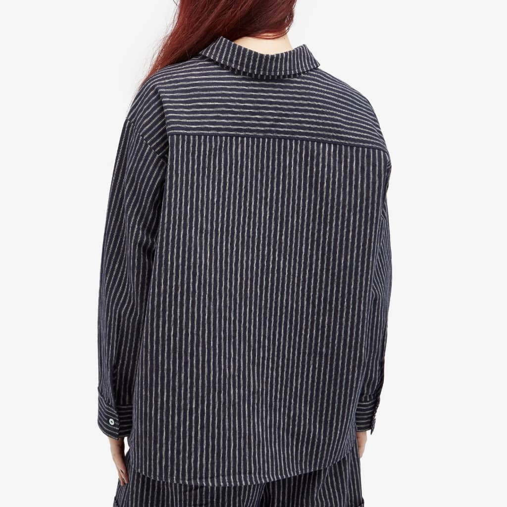 Donni The Linen Stripe Relaxed Shirt Navy Stripe