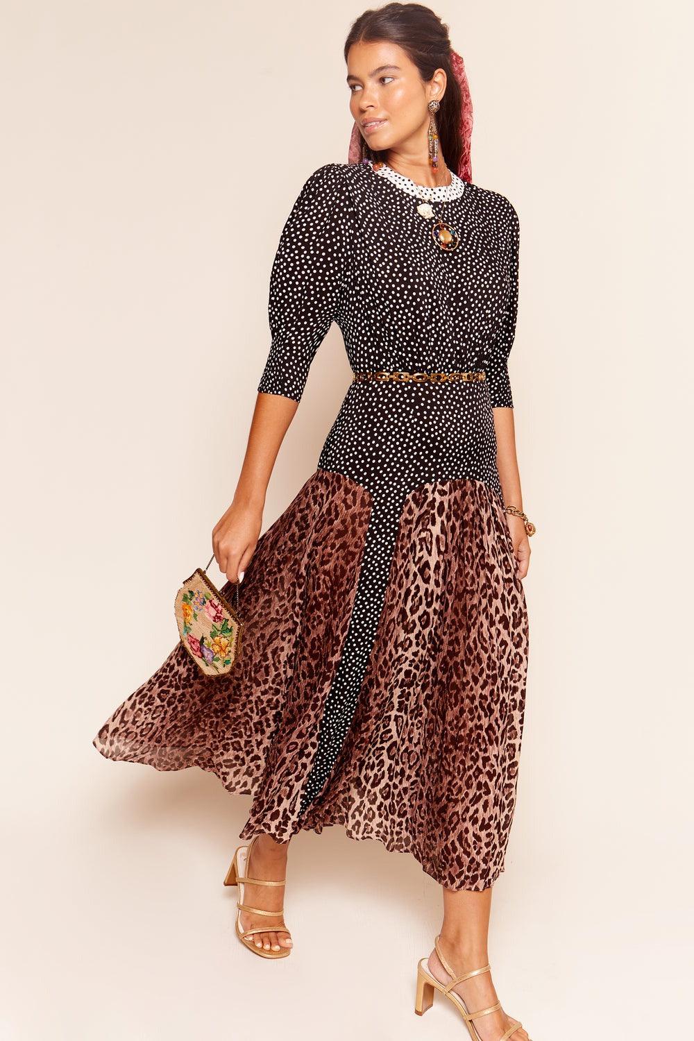 Rixo Meg Leopard Midi Dress - Primm's