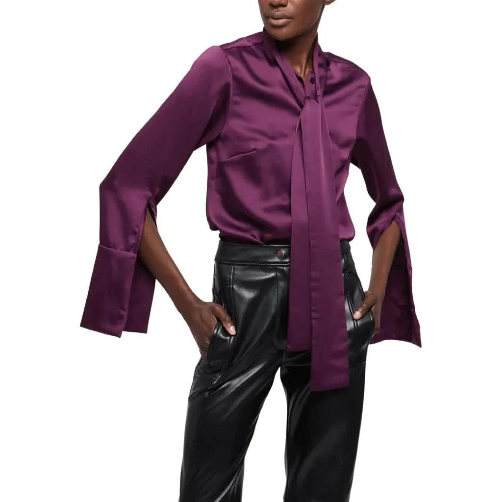 Long Sleeve Neck Tie Blouse | Simkhai Candela Shirt | Primm's