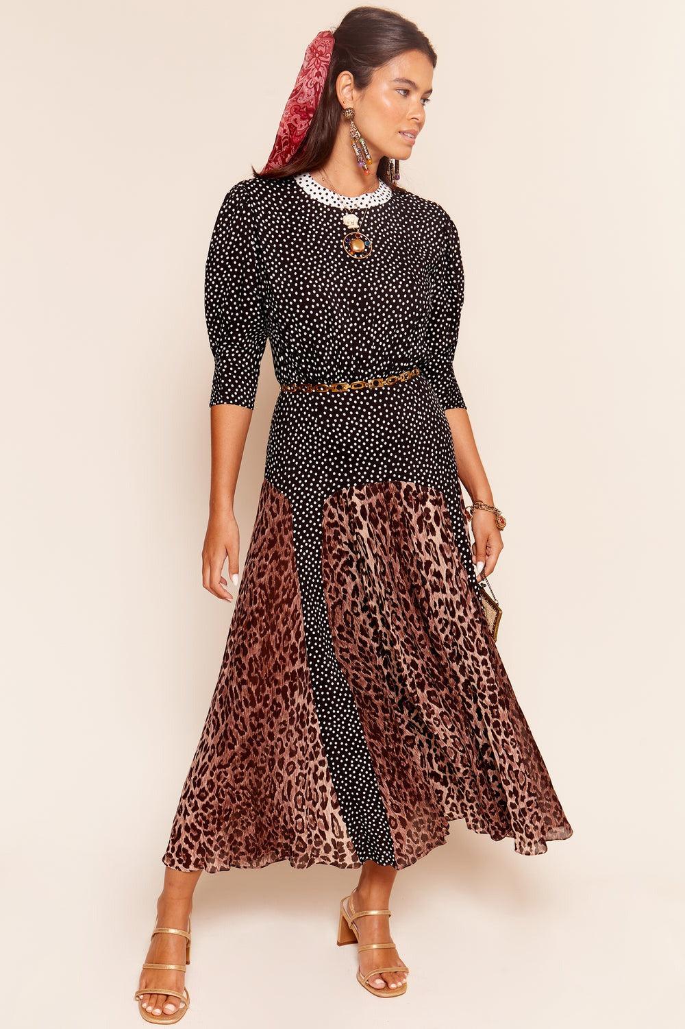 Rixo Meg Leopard Midi Dress - Primm's