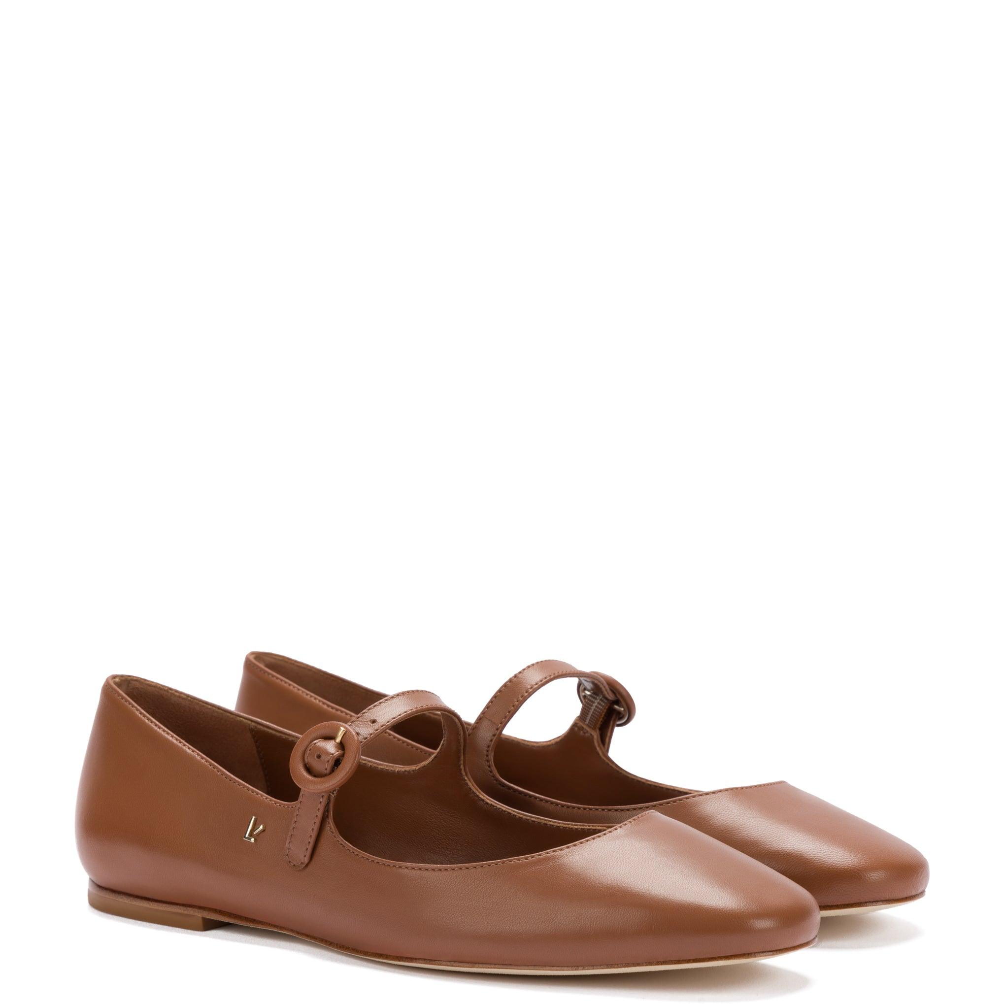 Blair Ballet Flat In Caramel Leather - Primm's