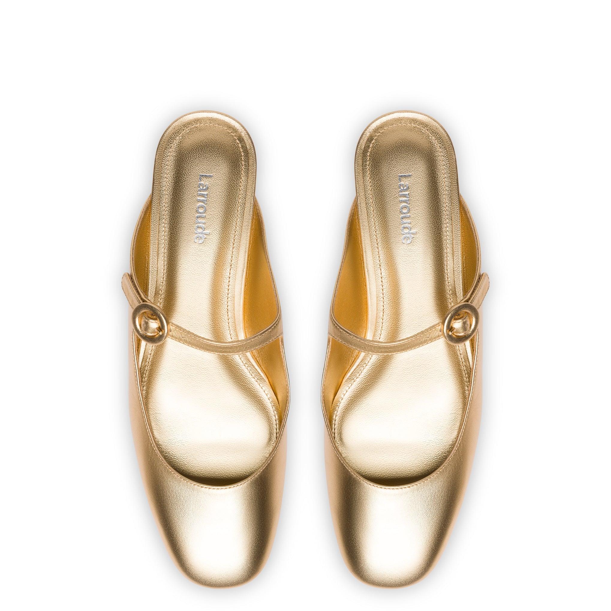 Blair Flat Mule In Gold Metallic Leather - Primm's