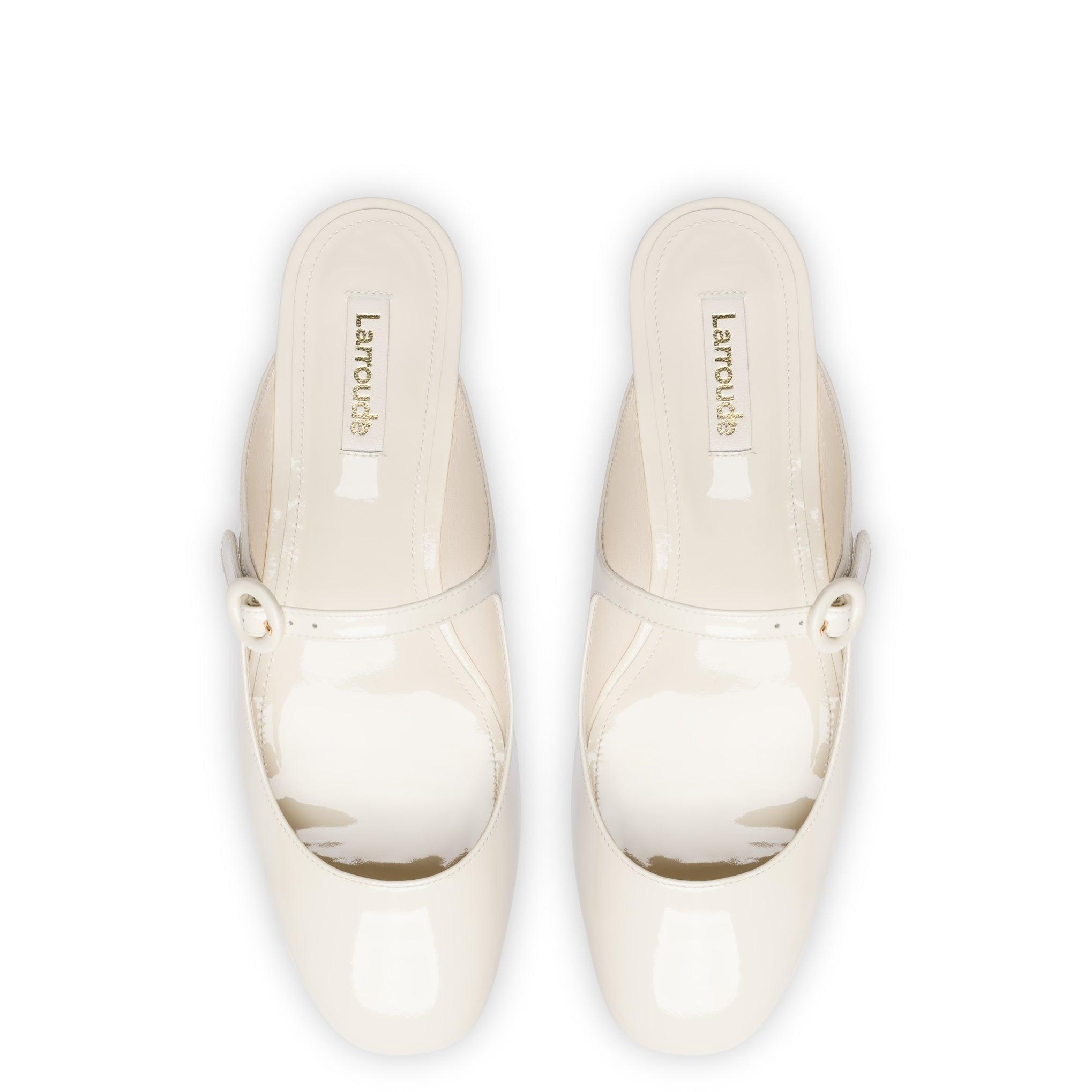 Blair Flat Mule In Ivory Patent Leather - Primm's