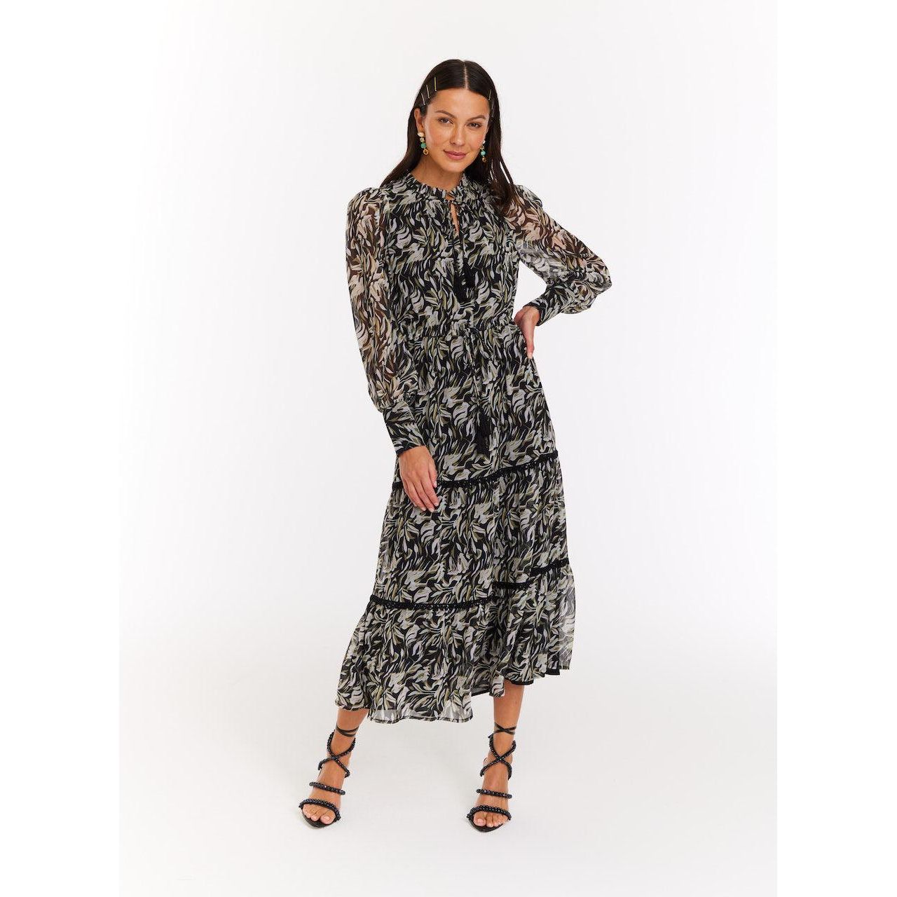 Allison NY Floral Dress | Black Floral Midi Dress | Primm's