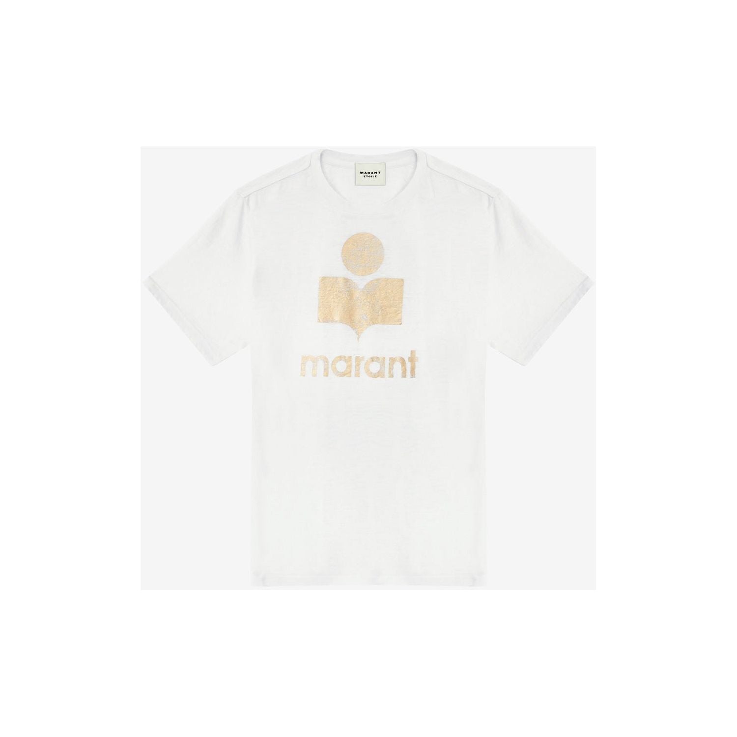 Isabel Marant Etolie Zewel Linen T-Shirt White Light Gold