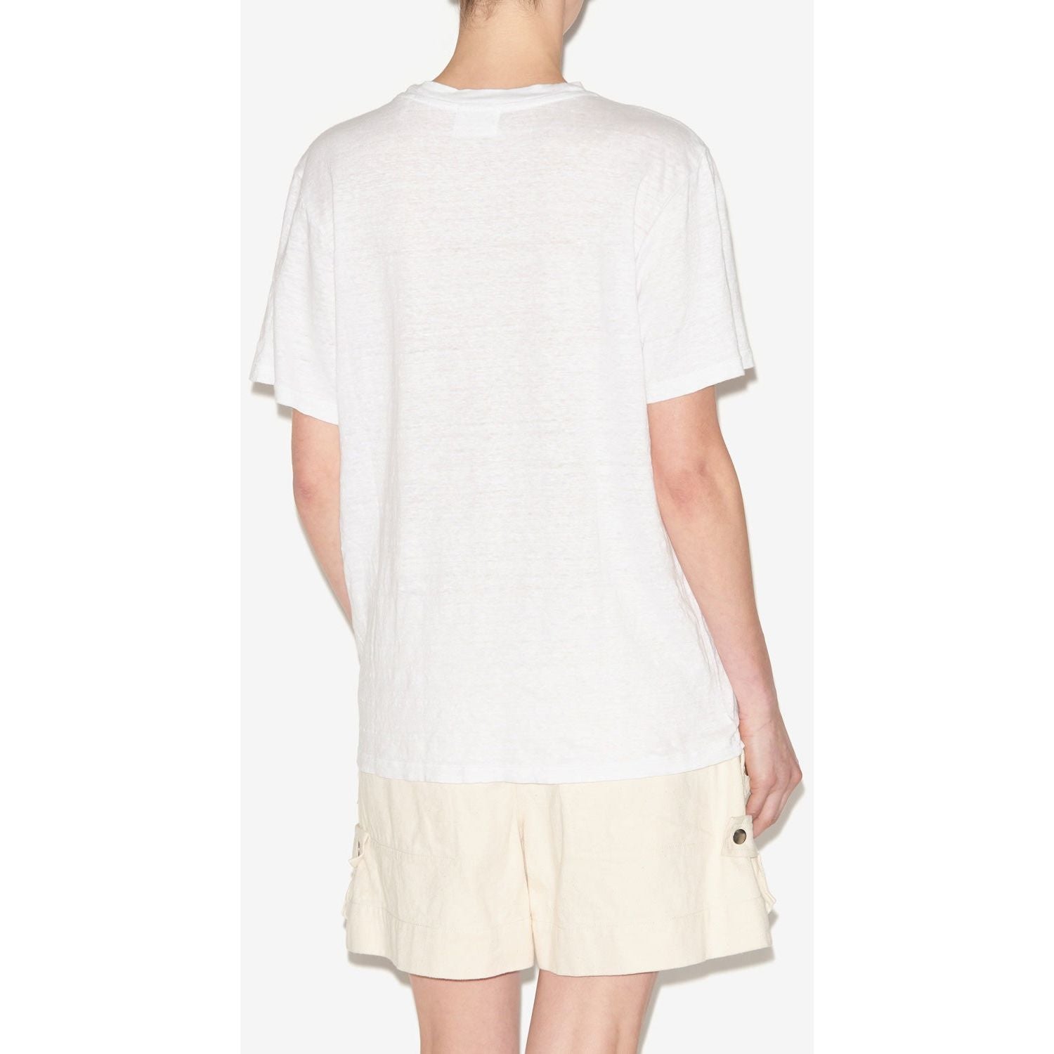 Isabel Marant Etolie Zewel Linen T-Shirt White Light Gold