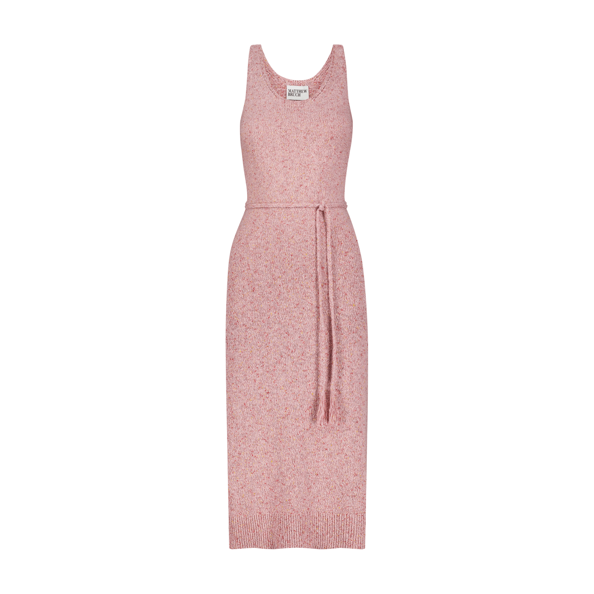 Matthew Bruch Pink Melange Scoop Neck Tank Midi Dress - Primm's