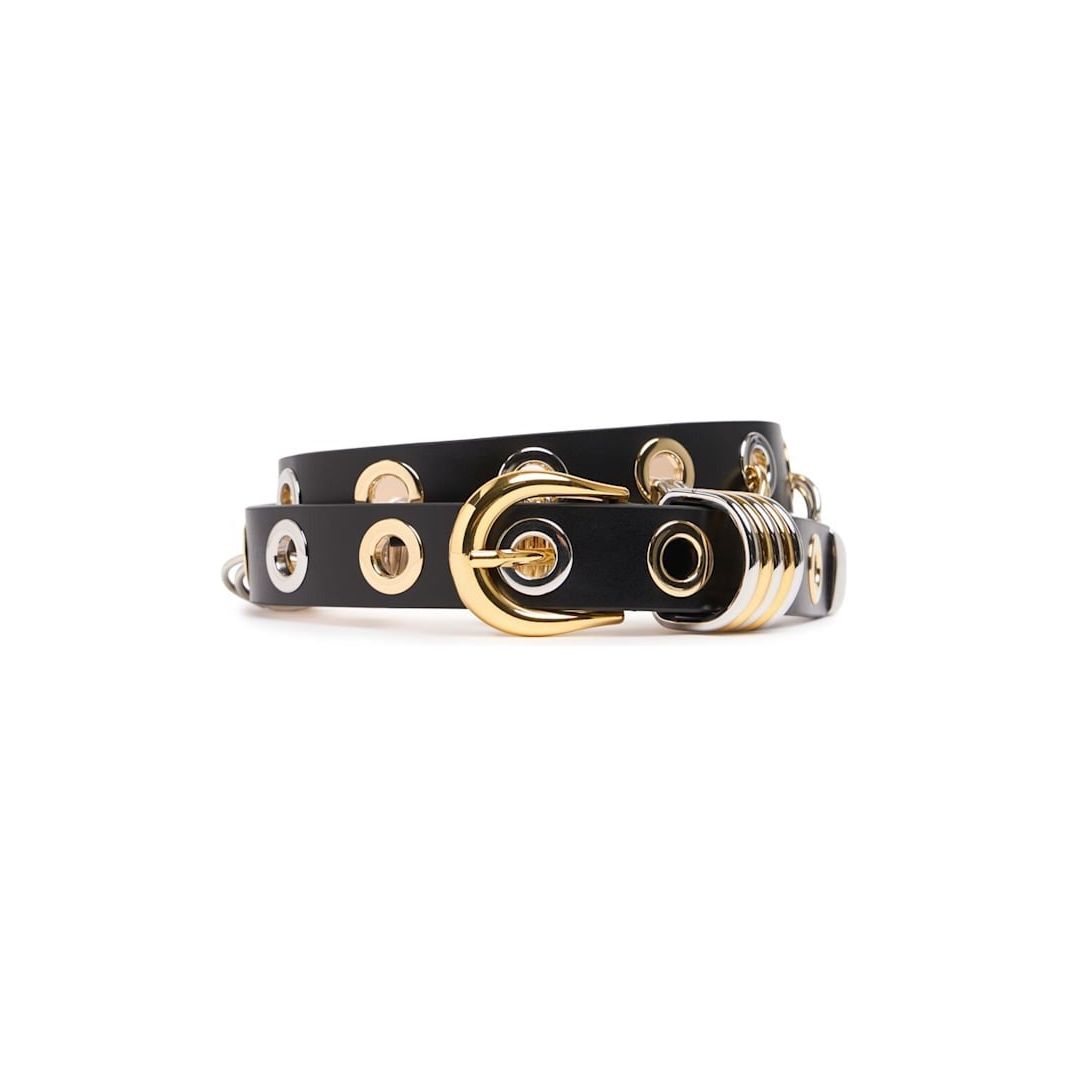 Déhanche Revenge Mixed Metal Belt Black Silver Gold