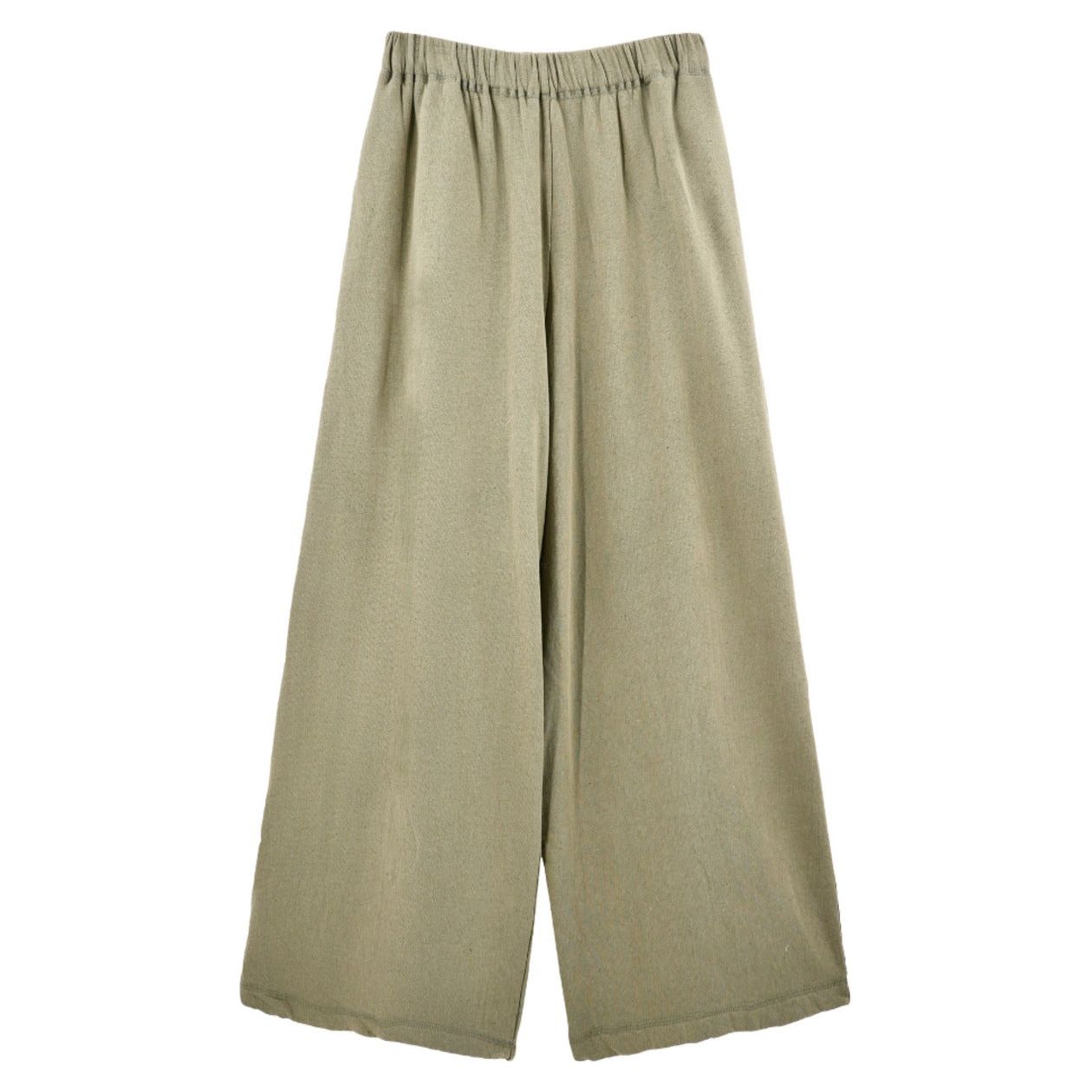 The Mirth Lounge Pant in Sagebrush is a pair of loose-fitting, wide-legged pants featuring an elastic waistband. Made from a textured, lightweight fabric crafted from sustainable, regenerative cotton, these pants extend their relaxed and comfortable wide-leg design from the waist to the hems.