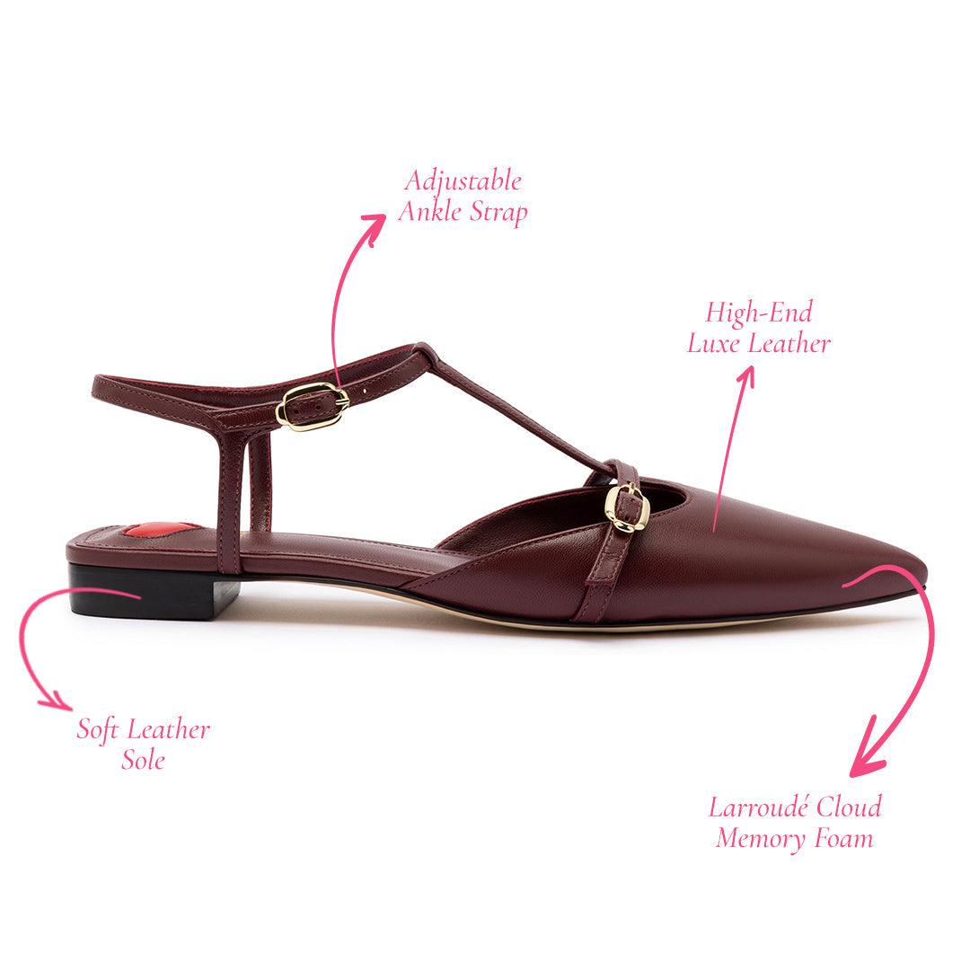 Grace Flat In Burgundy Leather - Primm's