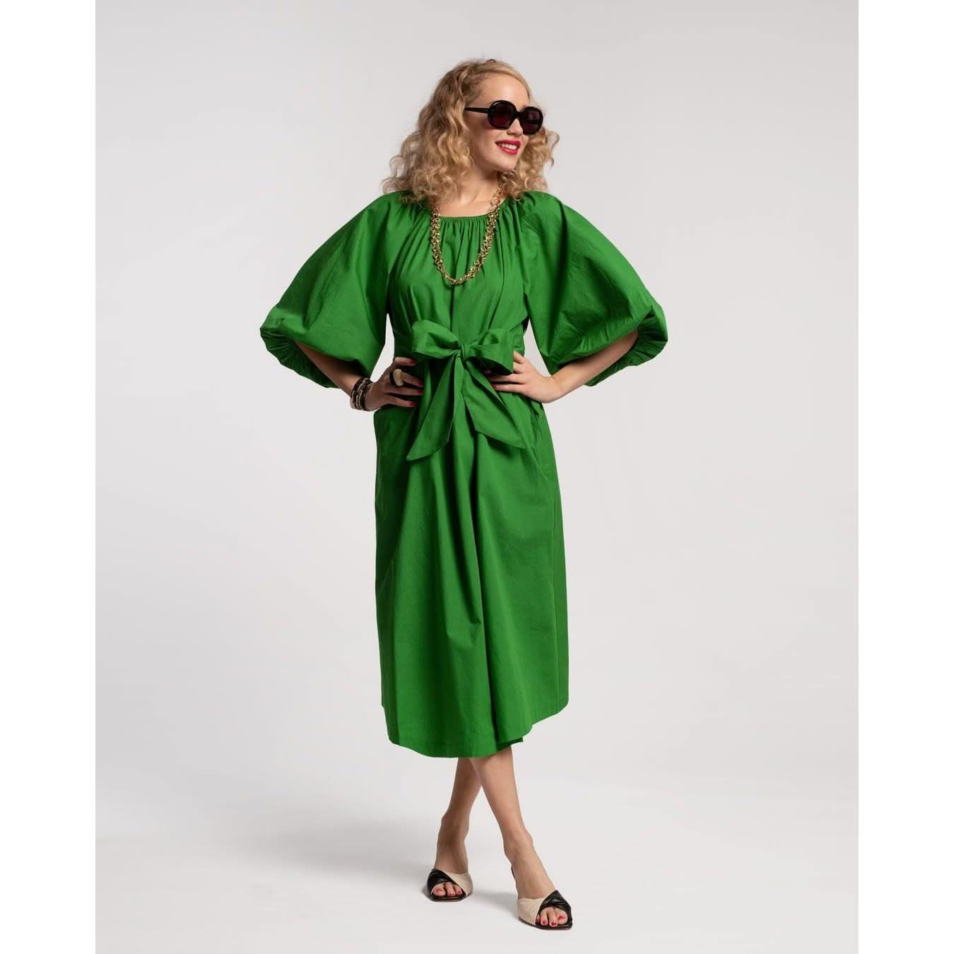 Green Midi Dress | Poplin Green Midi Dress | Primm's