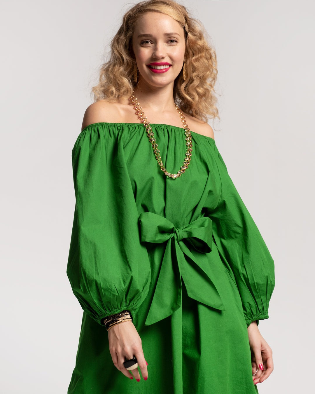 Frances Valentine Bliss Midi Dress Cotton Poplin Green