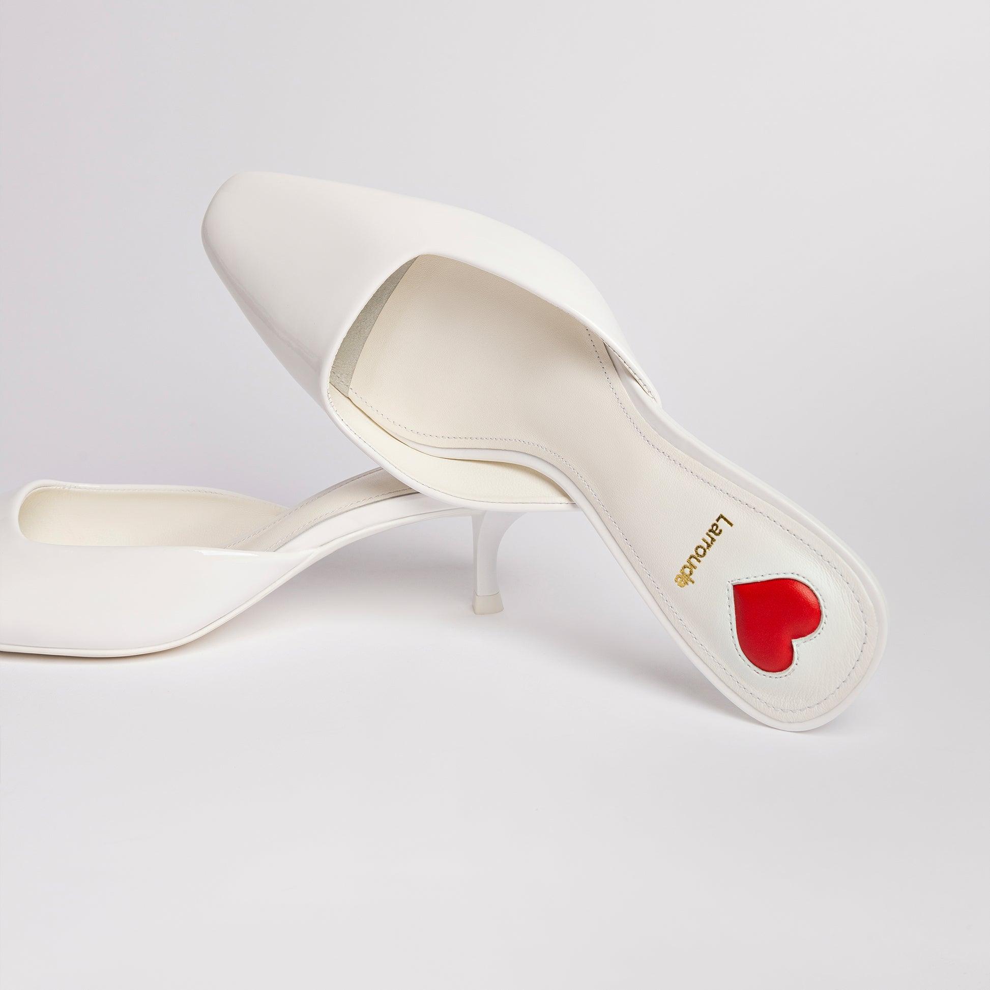 Amal Mule In White Patent Leather - Primm's