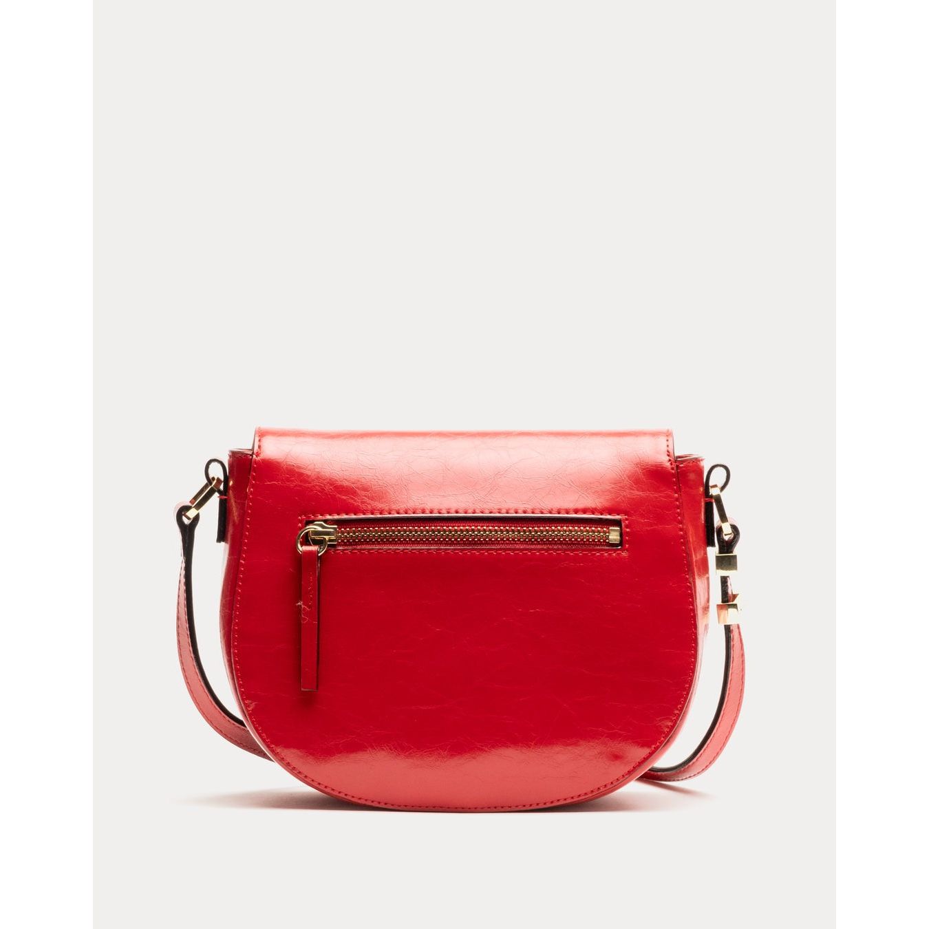 Frances Valentine Ellen Saddle Bag Crinkled Leather Red