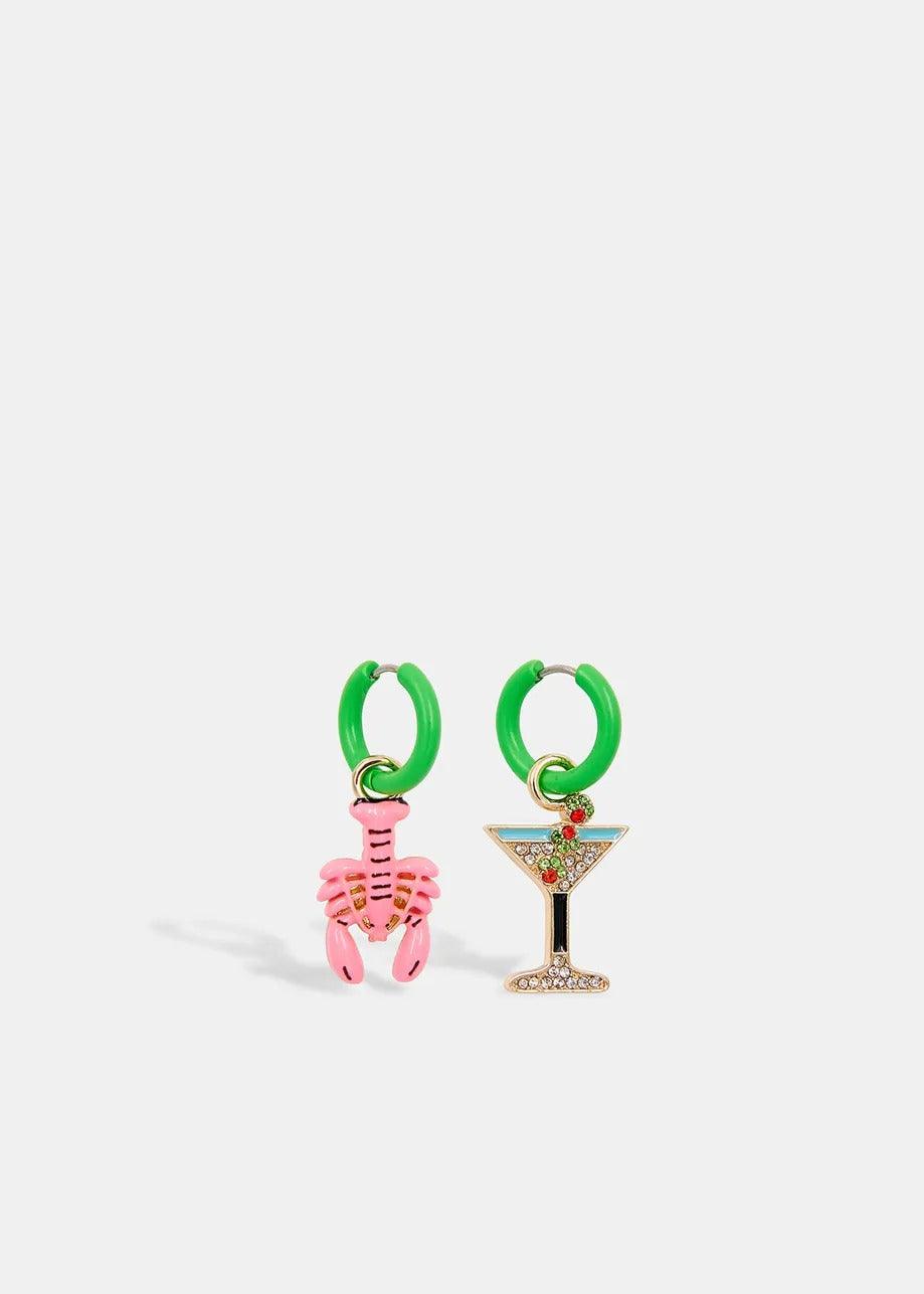 Essentiel Antwerp Green Hoop Earrings with Lobster and Cocktail - Primm's