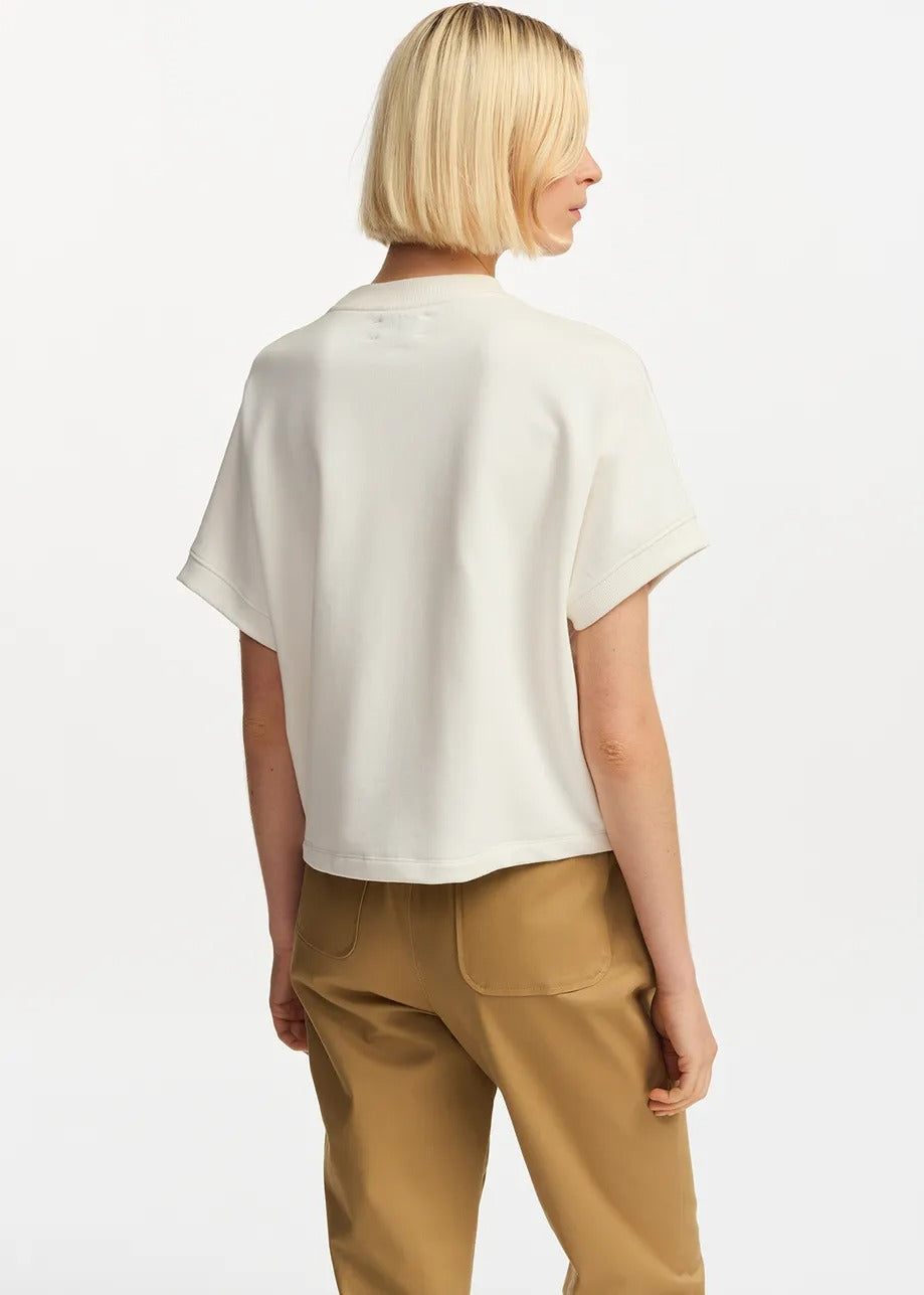 Essentiel Antwerp Off-white sleeveless sweatshirt with sequin embroideries