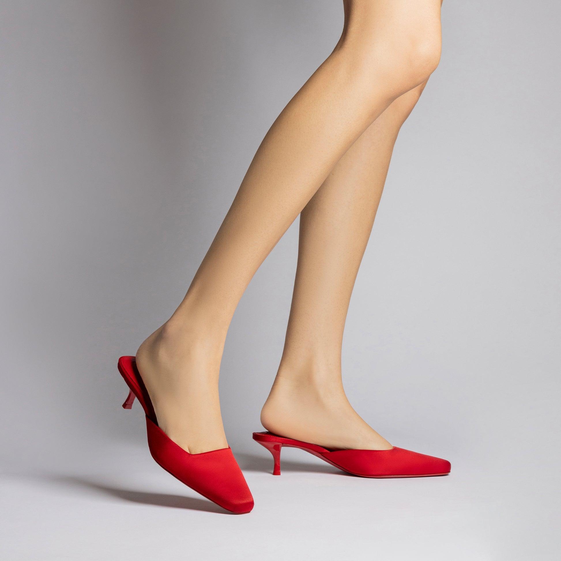 Amal Mule In Cherry Satin - Primm's