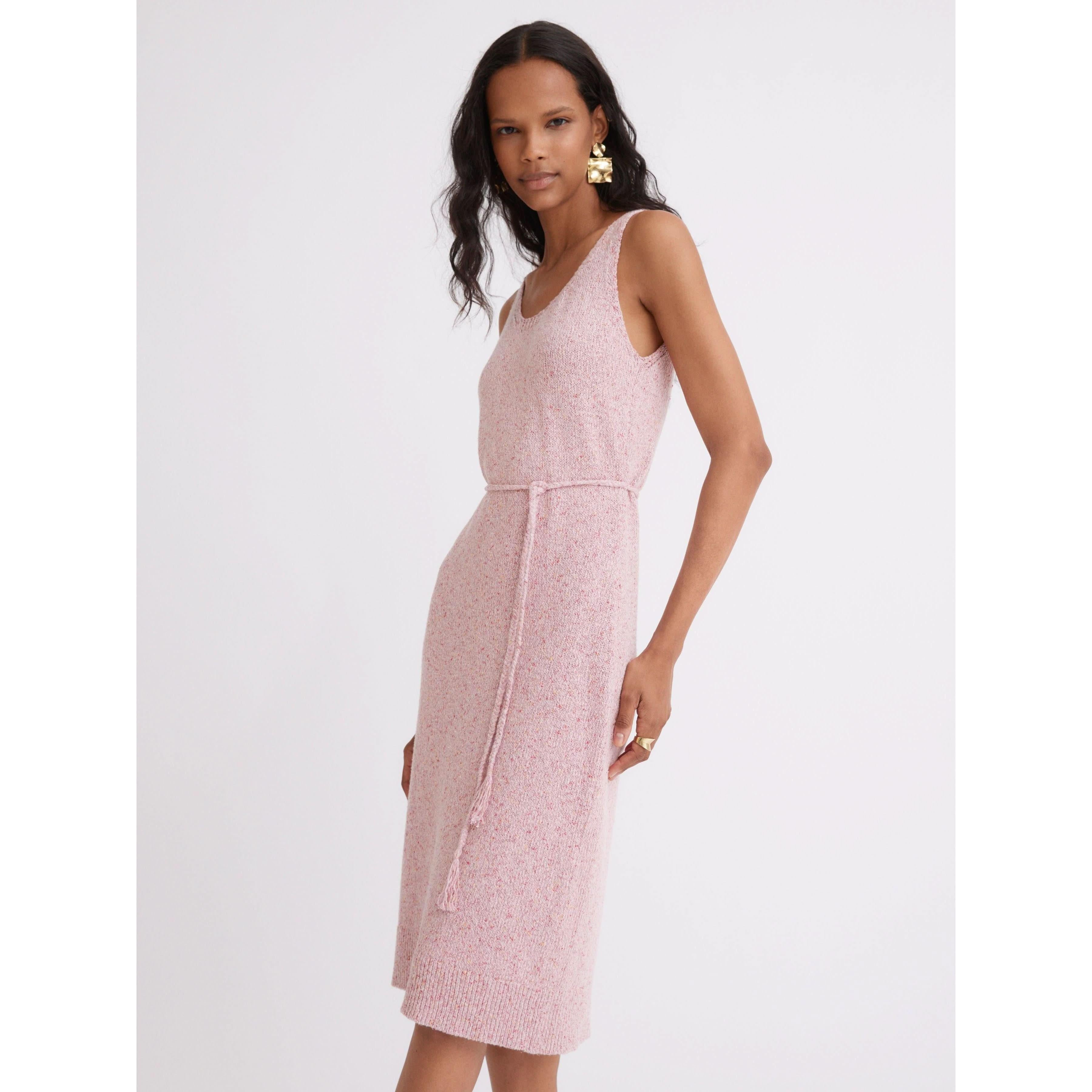 Matthew Bruch Pink Melange Scoop Neck Tank Midi Dress - Primm's