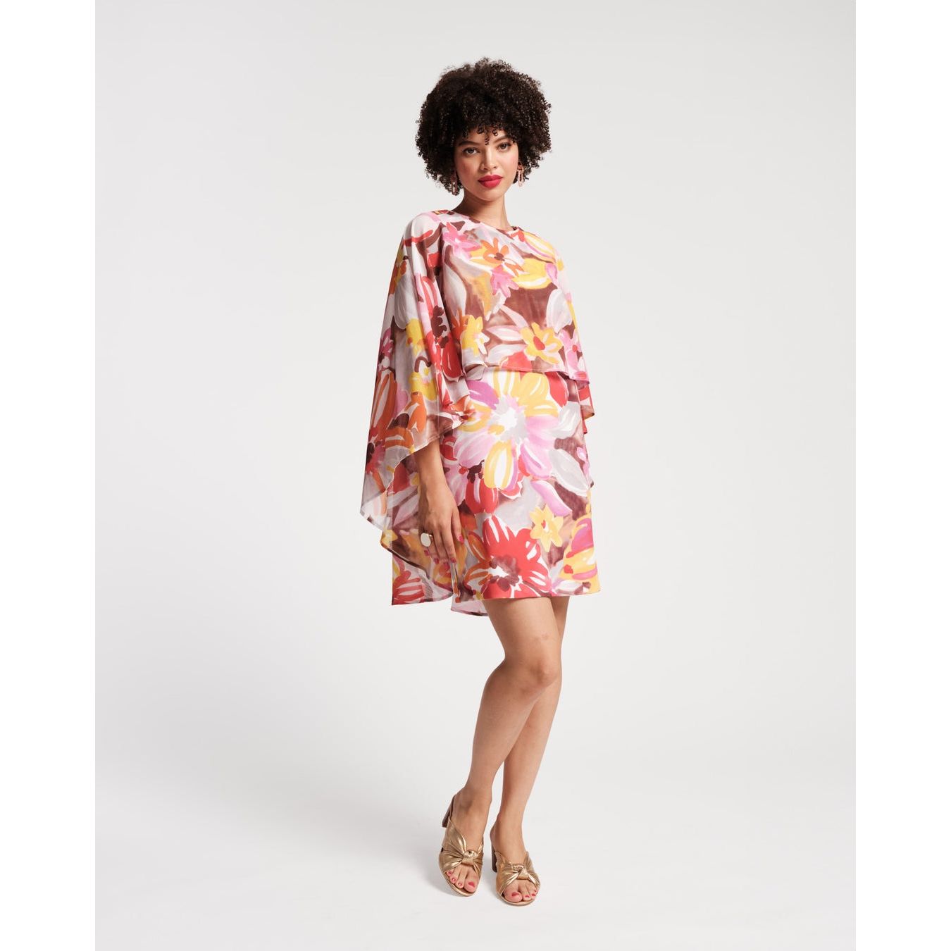 Frances Valentine Mini Cape Dress Sun Floral