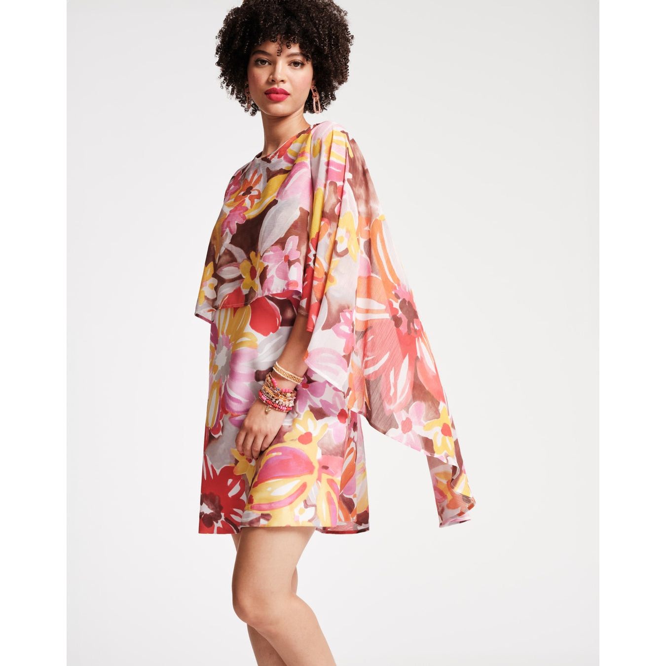 Frances Valentine Mini Cape Dress Sun Floral