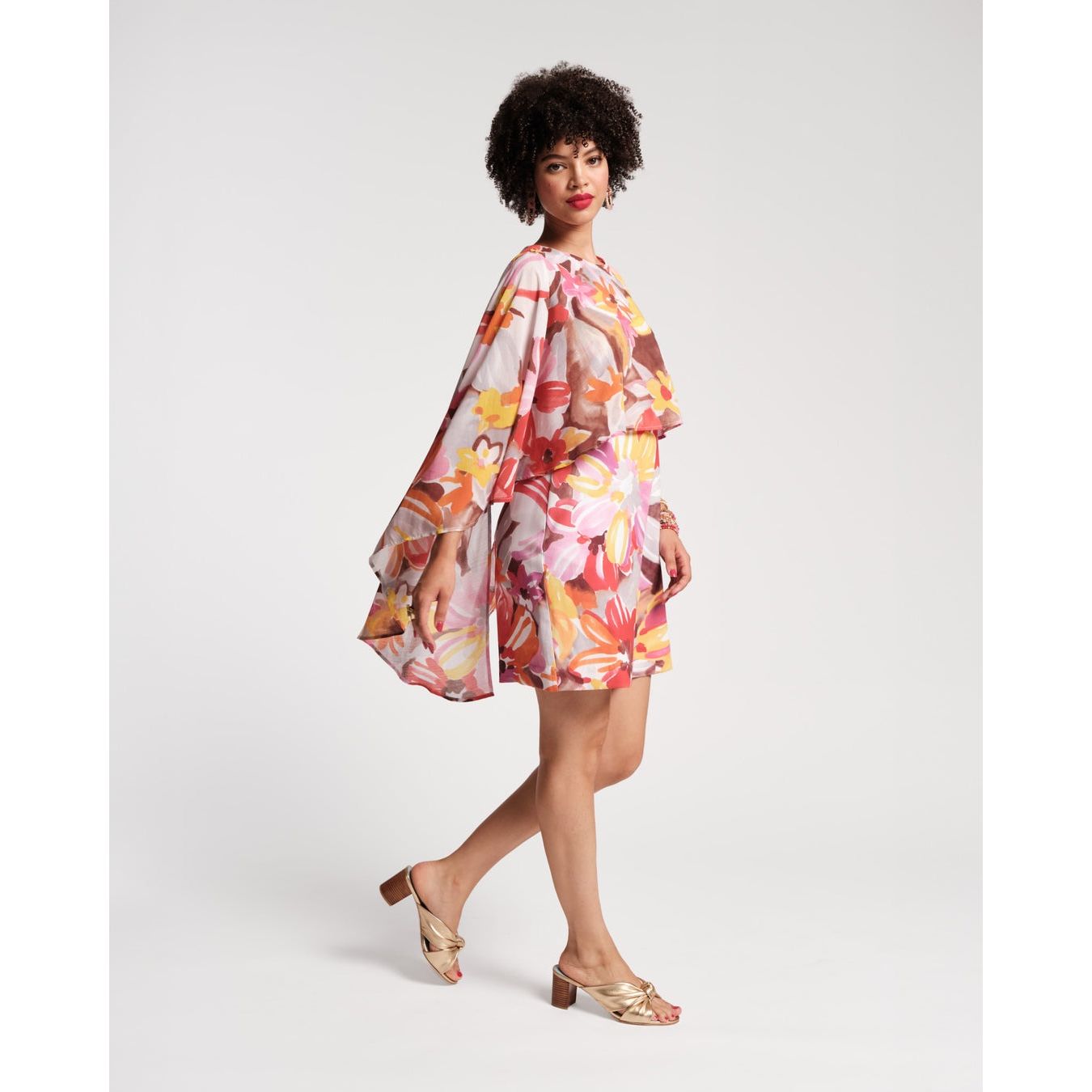 Frances Valentine Mini Cape Dress Sun Floral