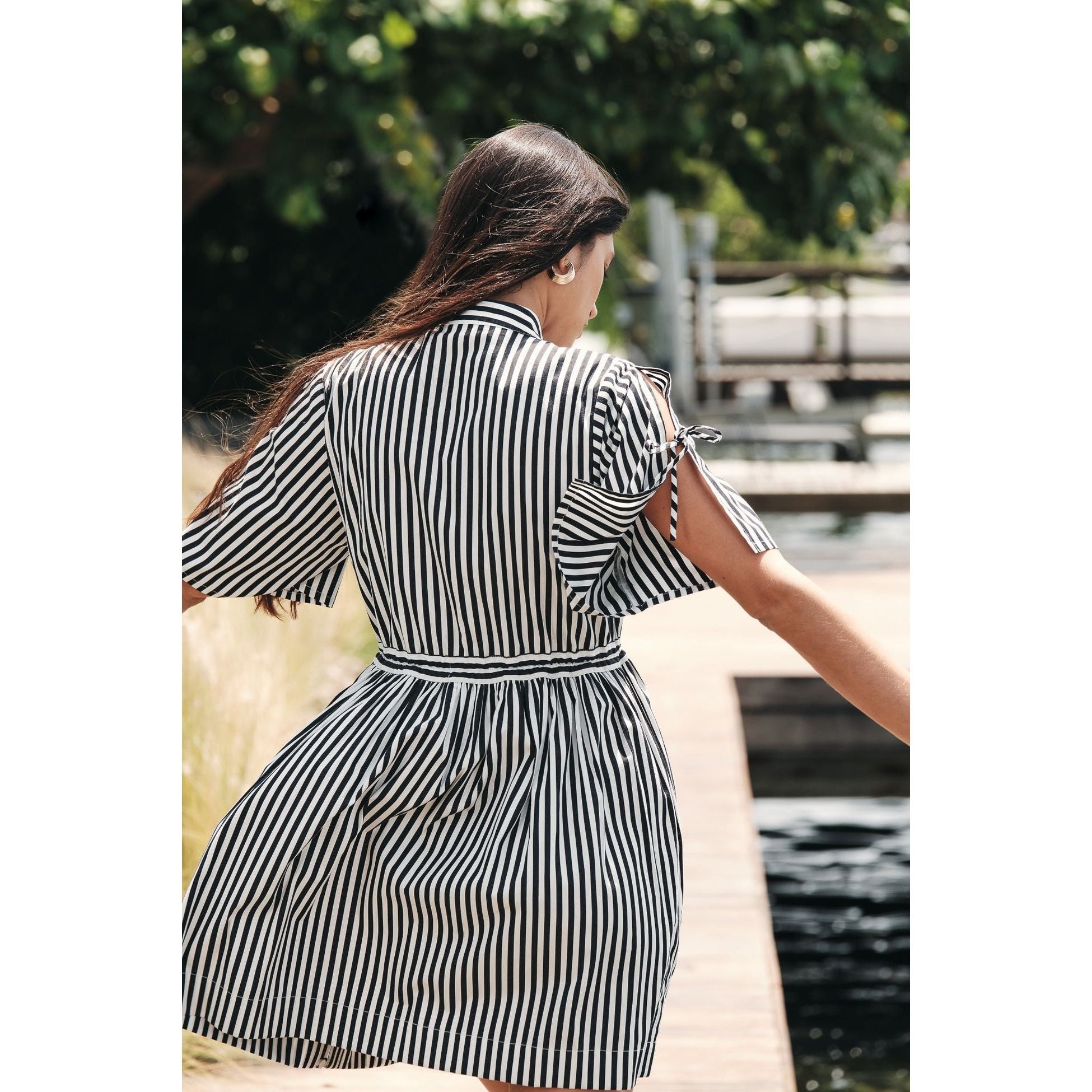 Hevron Febee Dress Black and White Stripe