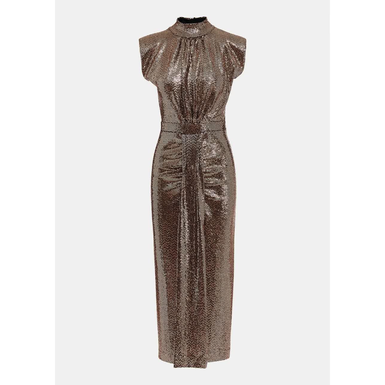 Essentiel Antwerp Gold-Tone Stretch-Jersey Midi Dress