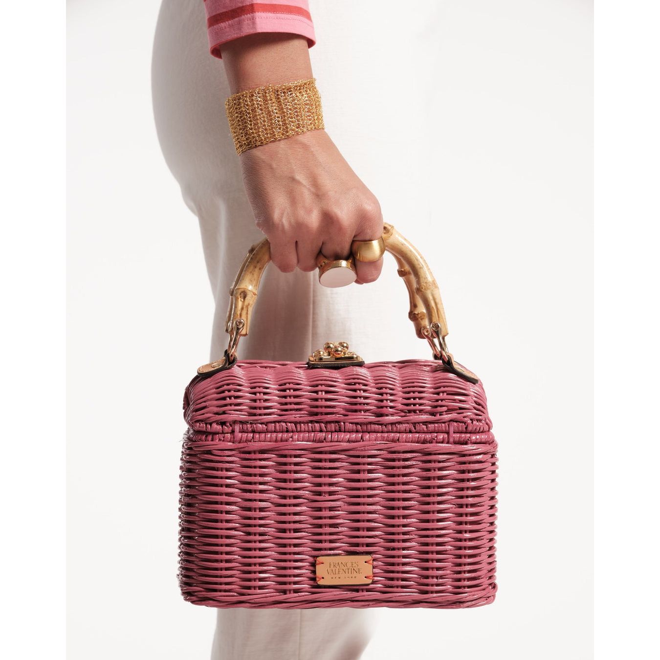 Frances Valentine Hannah Lunchbox Wicker Pink