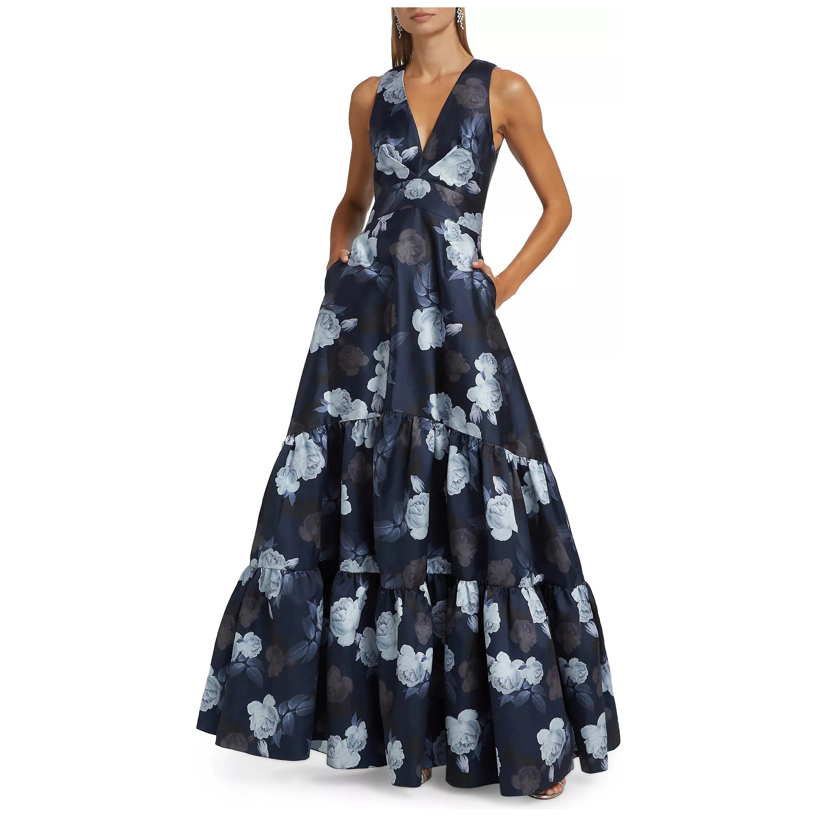 Sachin & Babi Rori Gown in Midnight Glacial Rose