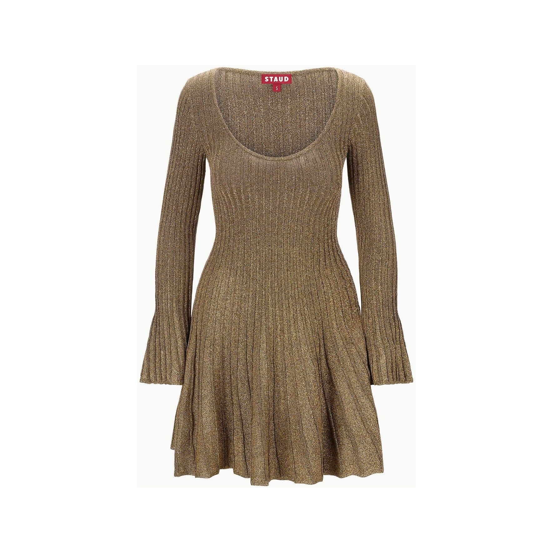 Staud Raquel Dress in Metallic Gold