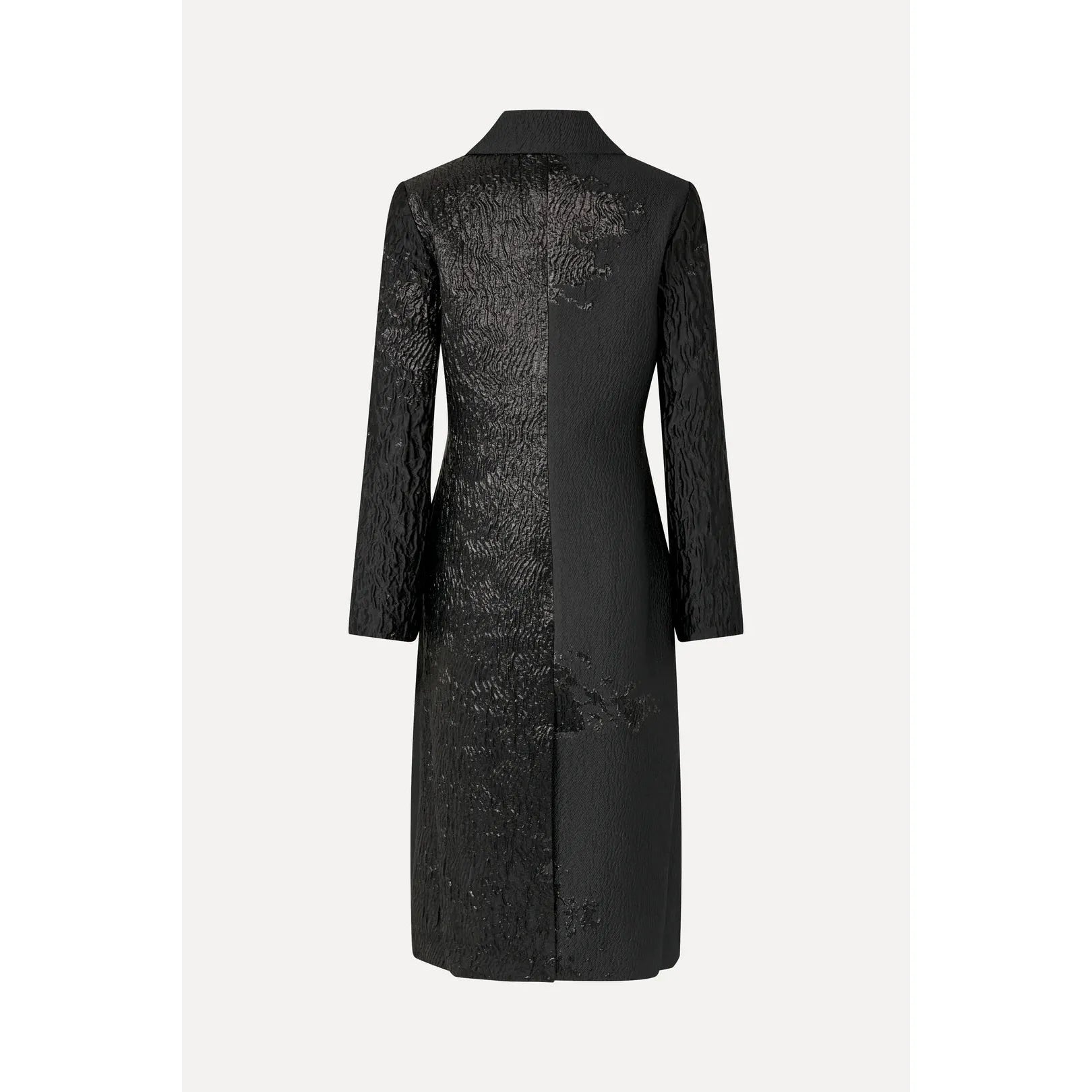 Stine Goya Long Sleeve Straight Coat in Black Impressionist Hue