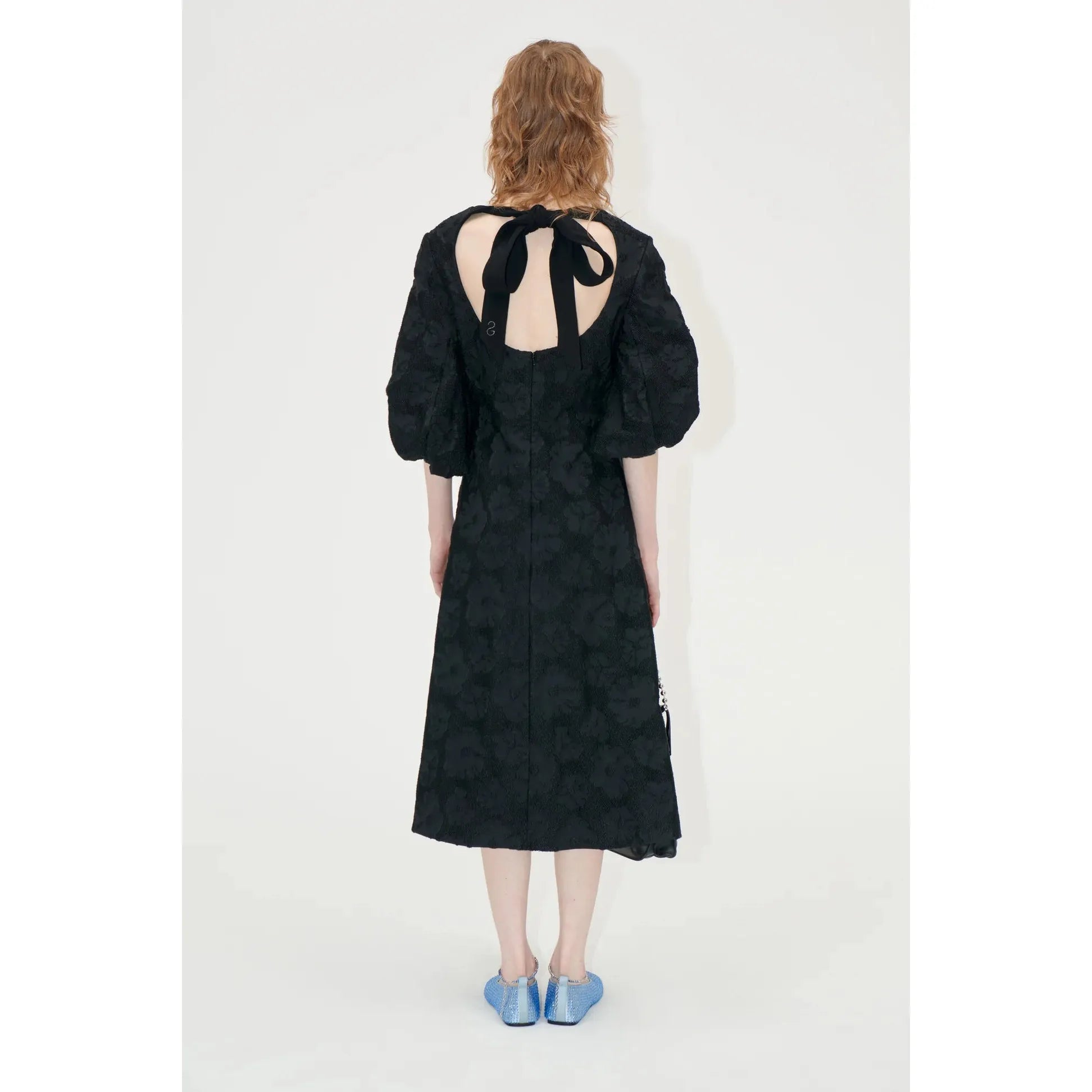 Stine Goya 3/4 Volume Sleeve Midi Dress in Anemone Jacquard