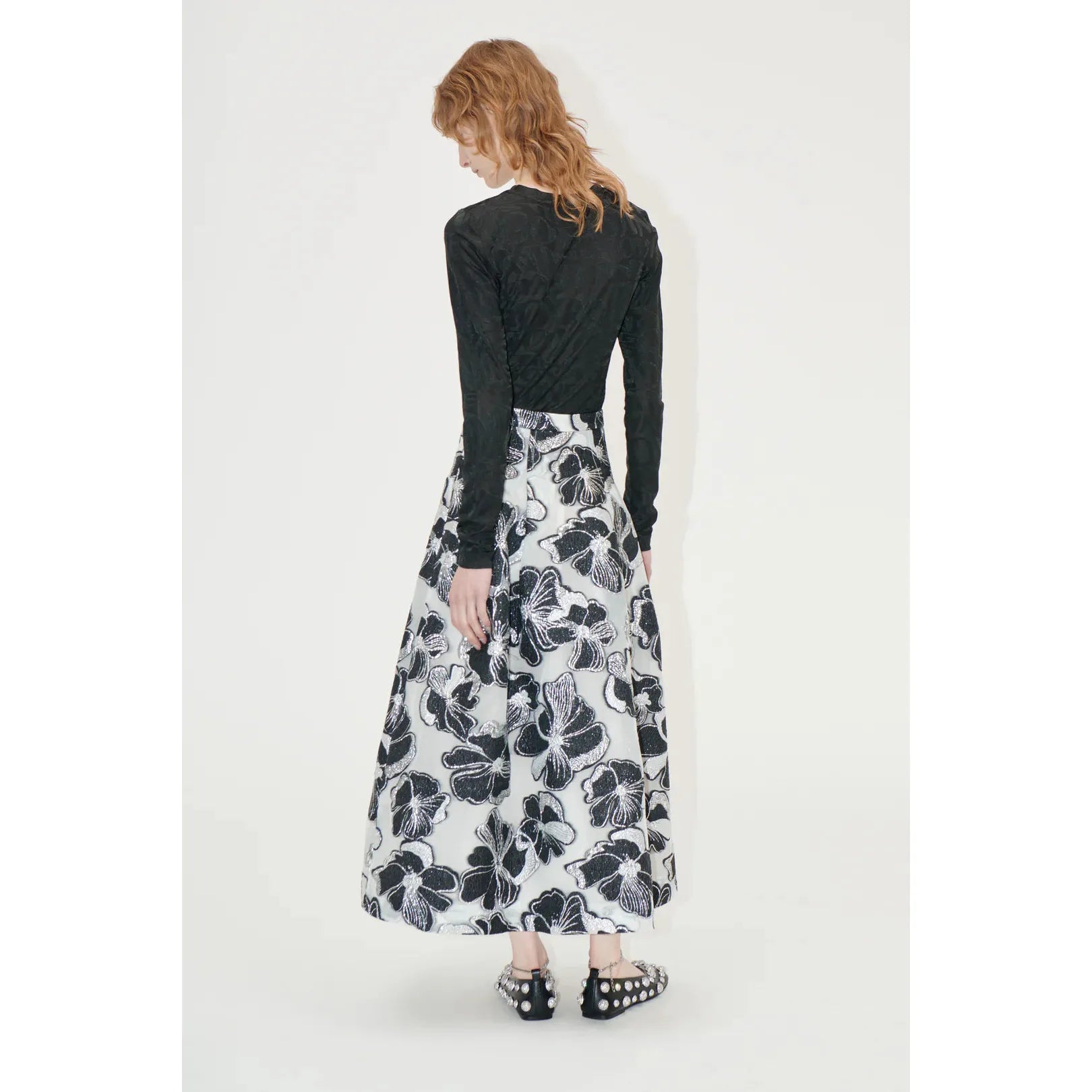 Stine Goya Voluminous Midi Skirt in Anemone Jacquard