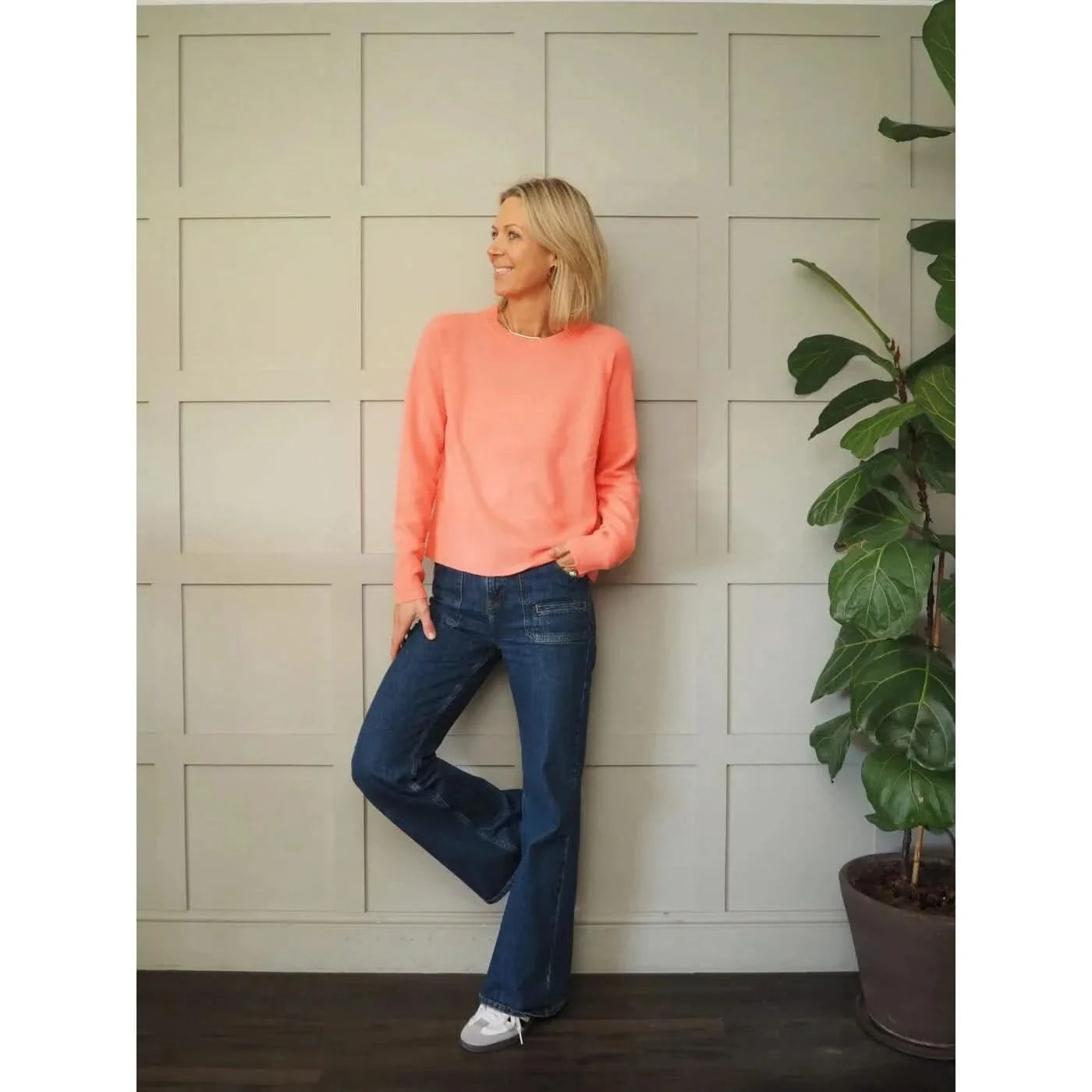 Brodie Cashmere Paloma Jumper in Neon Coral - Primm's