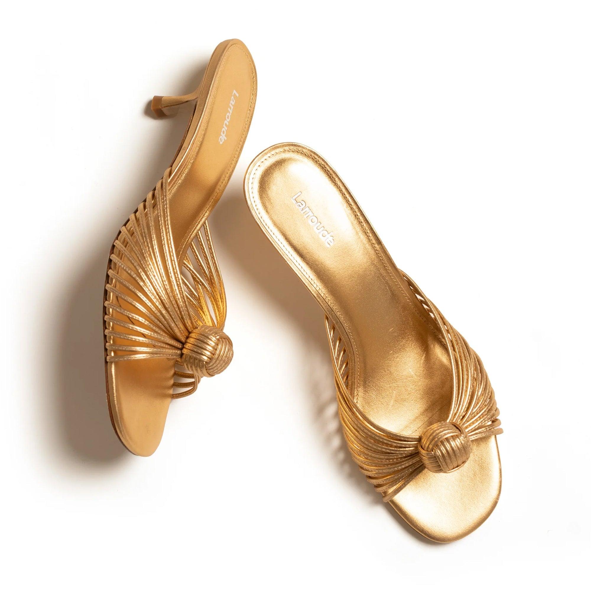 Valerie Mule In Gold Metallic Leather - Primm's