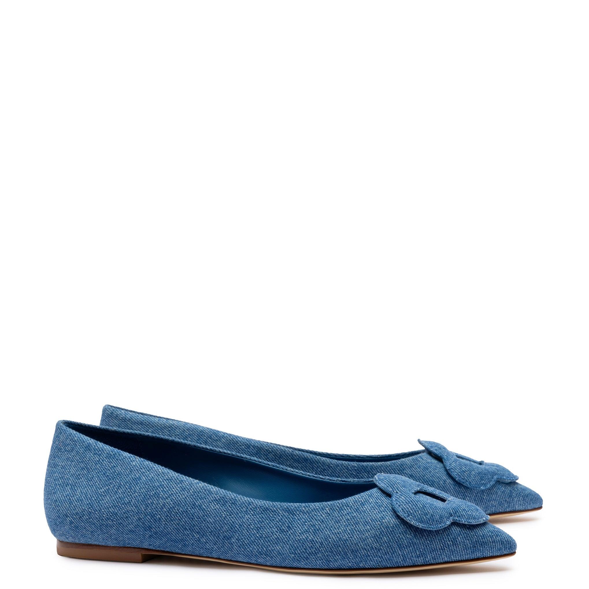 Flora Ballet Flat In Blue Denim - Primm's