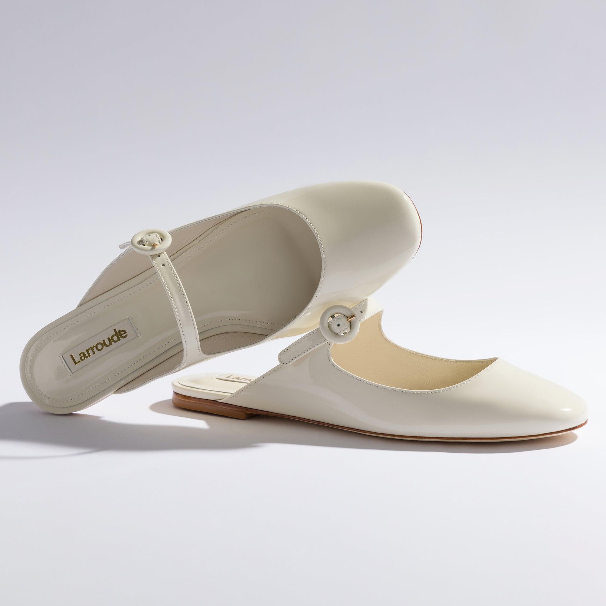 Blair Flat Mule In Ivory Patent Leather - Primm's