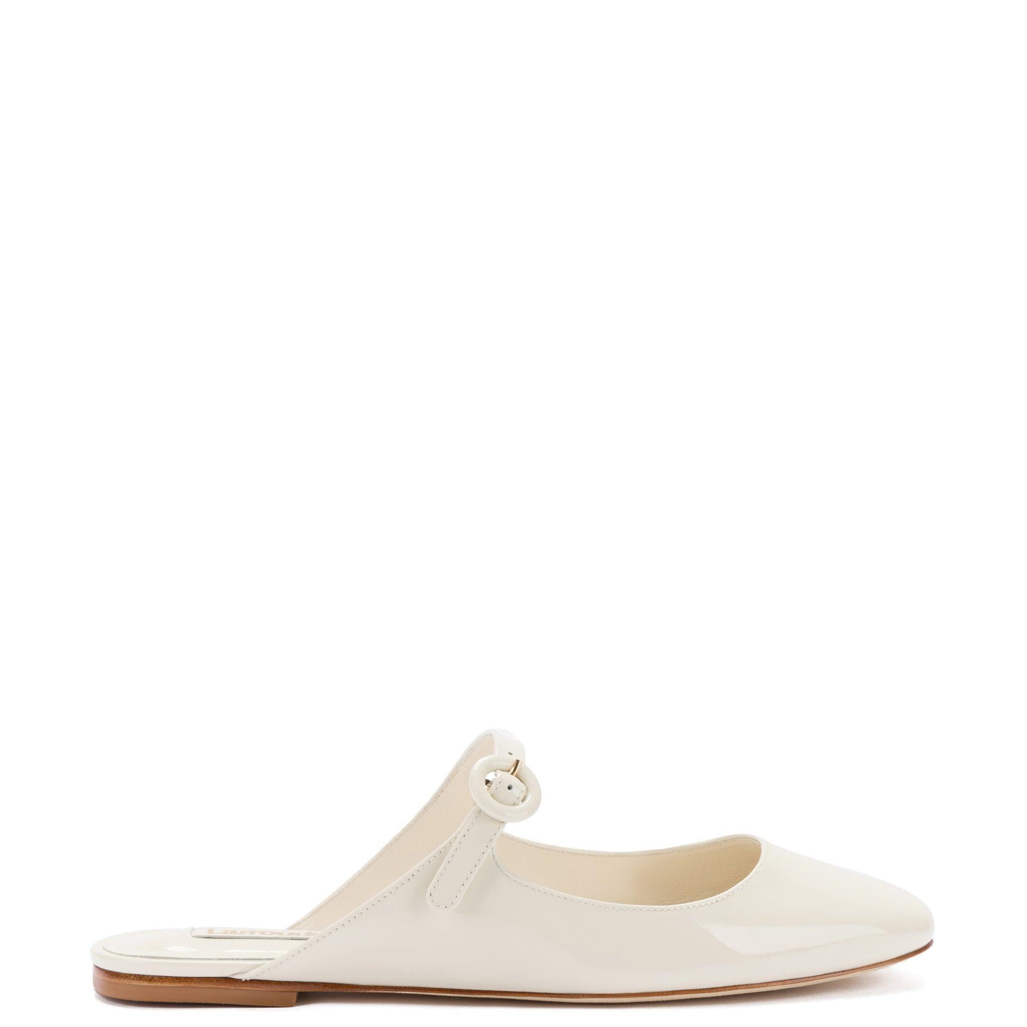 Blair Flat Mule In Ivory Patent Leather - Primm's